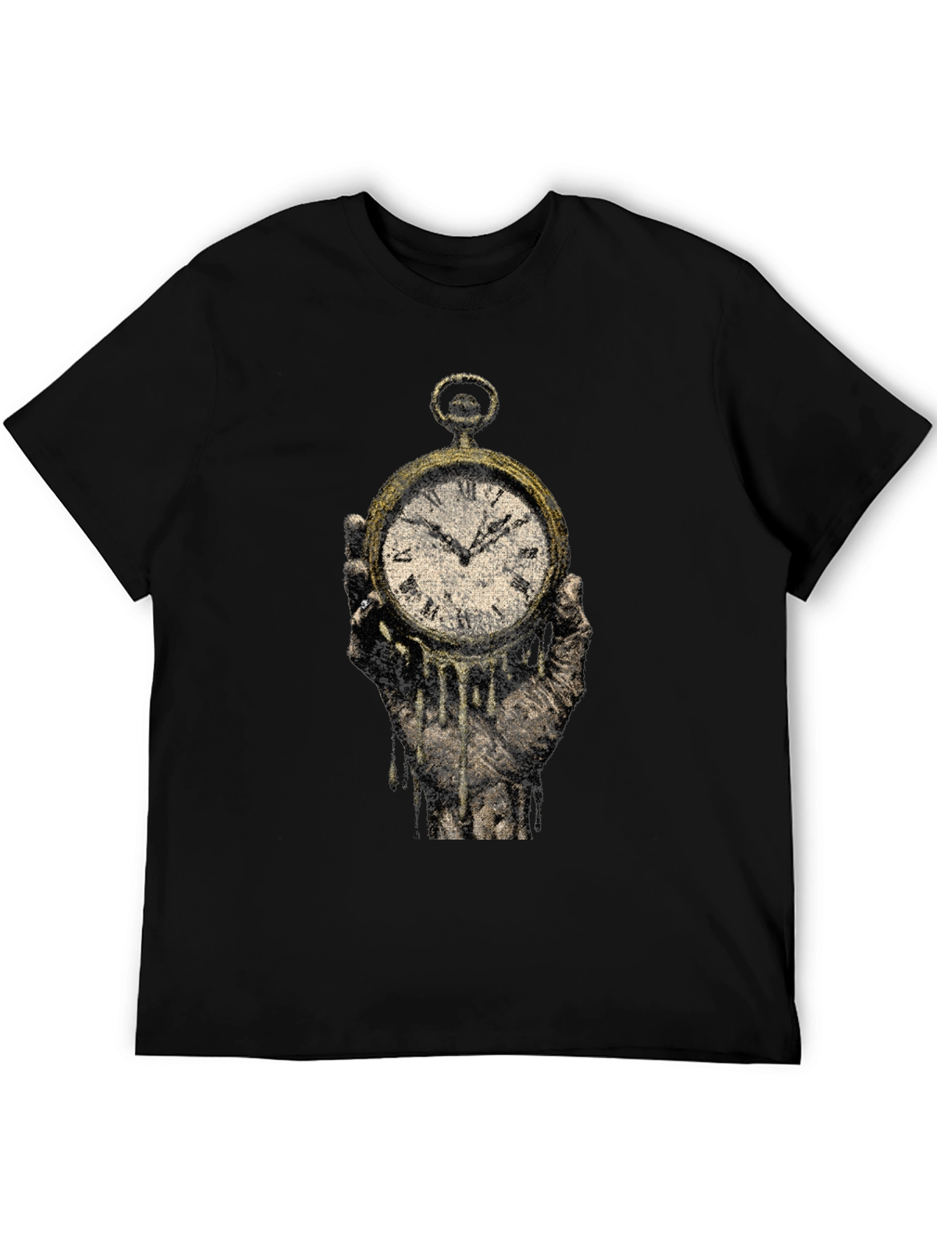 Black Melting Clock Graphic Tee - Time is Fleeting view 5