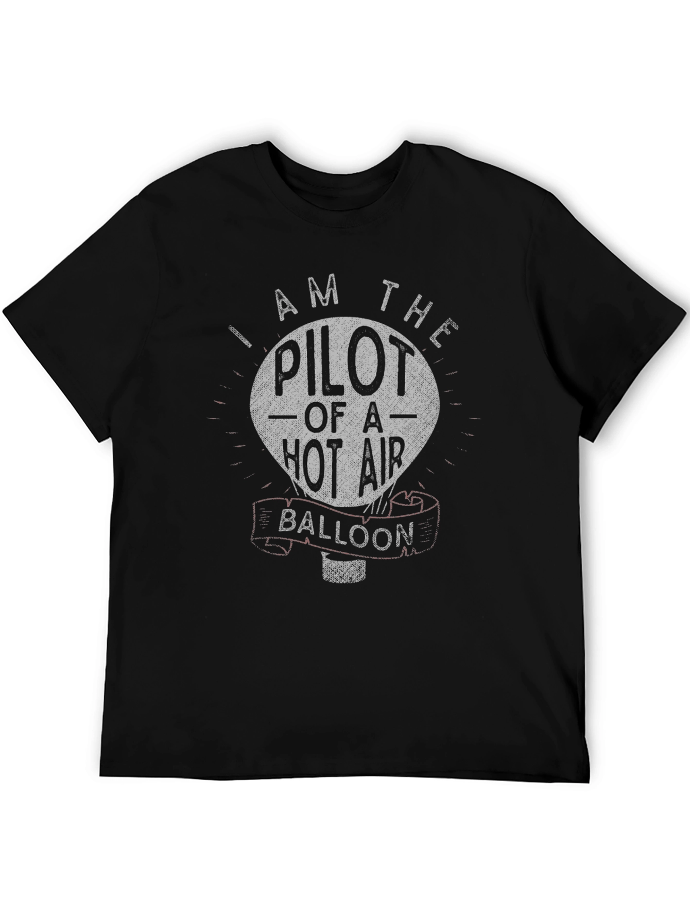 Black I am the Pilot Hot Air Balloon Black T-Shirt view 5