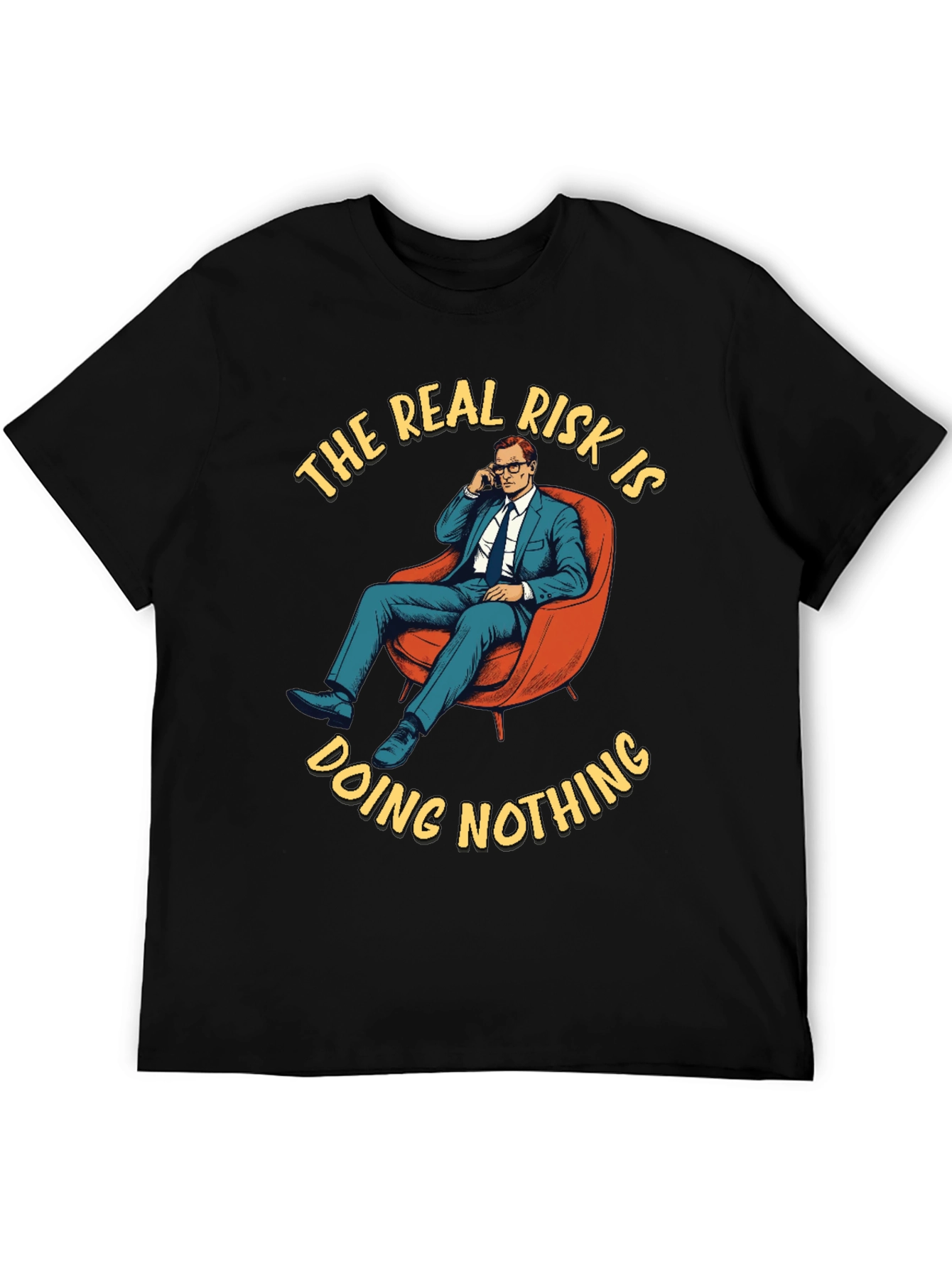 Black The Real Risk T-Shirt - Doing Nothing Graphic Tee view 5