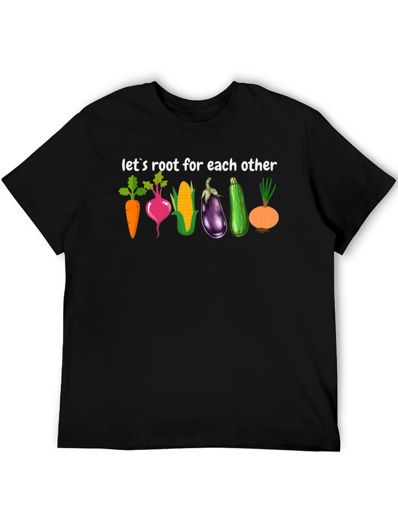 Black Vegetable Pun T-Shirt - Root for Each Other Graphic Tee view 5