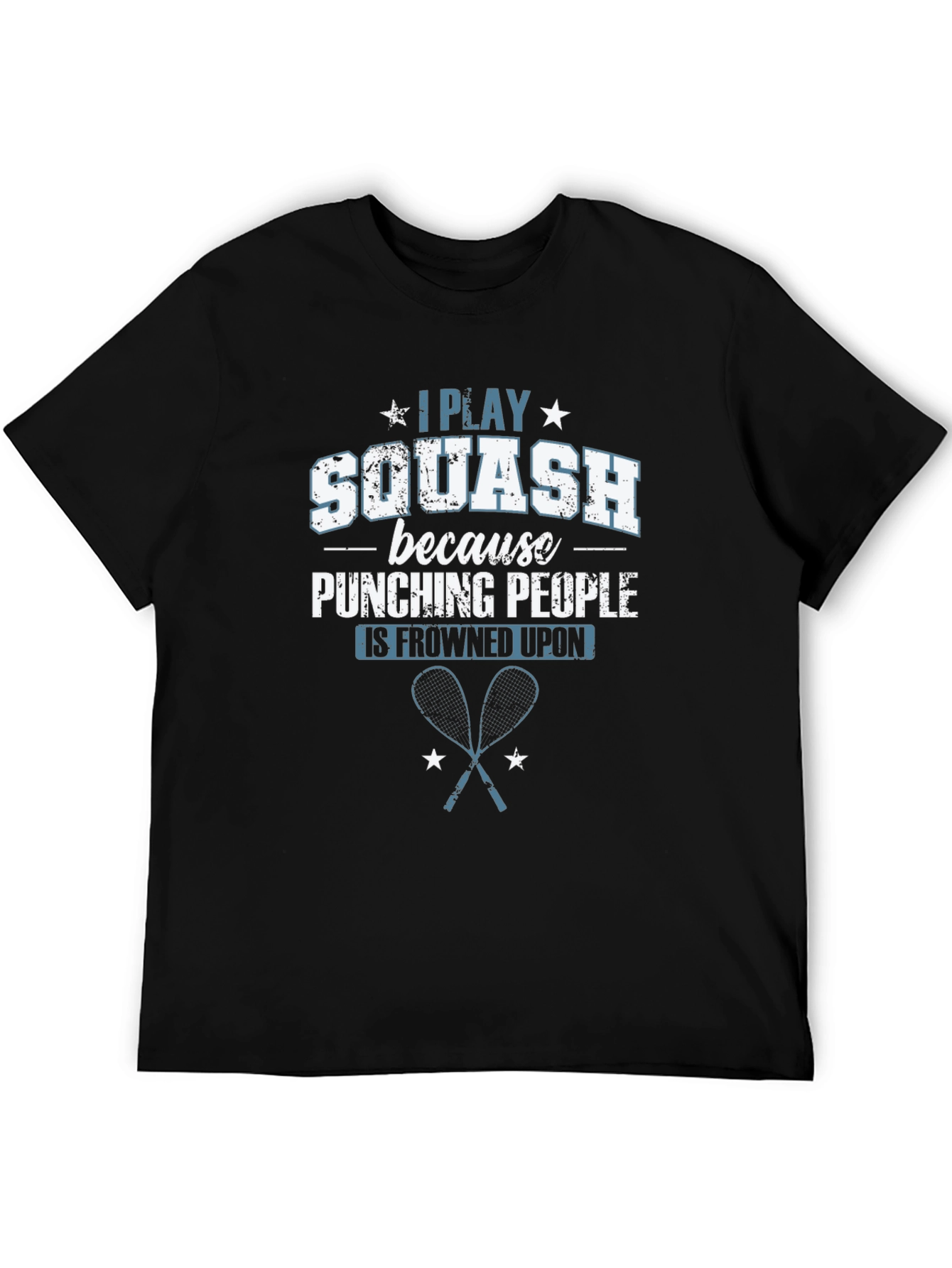 Black Funny Squash Player T-Shirt view 5