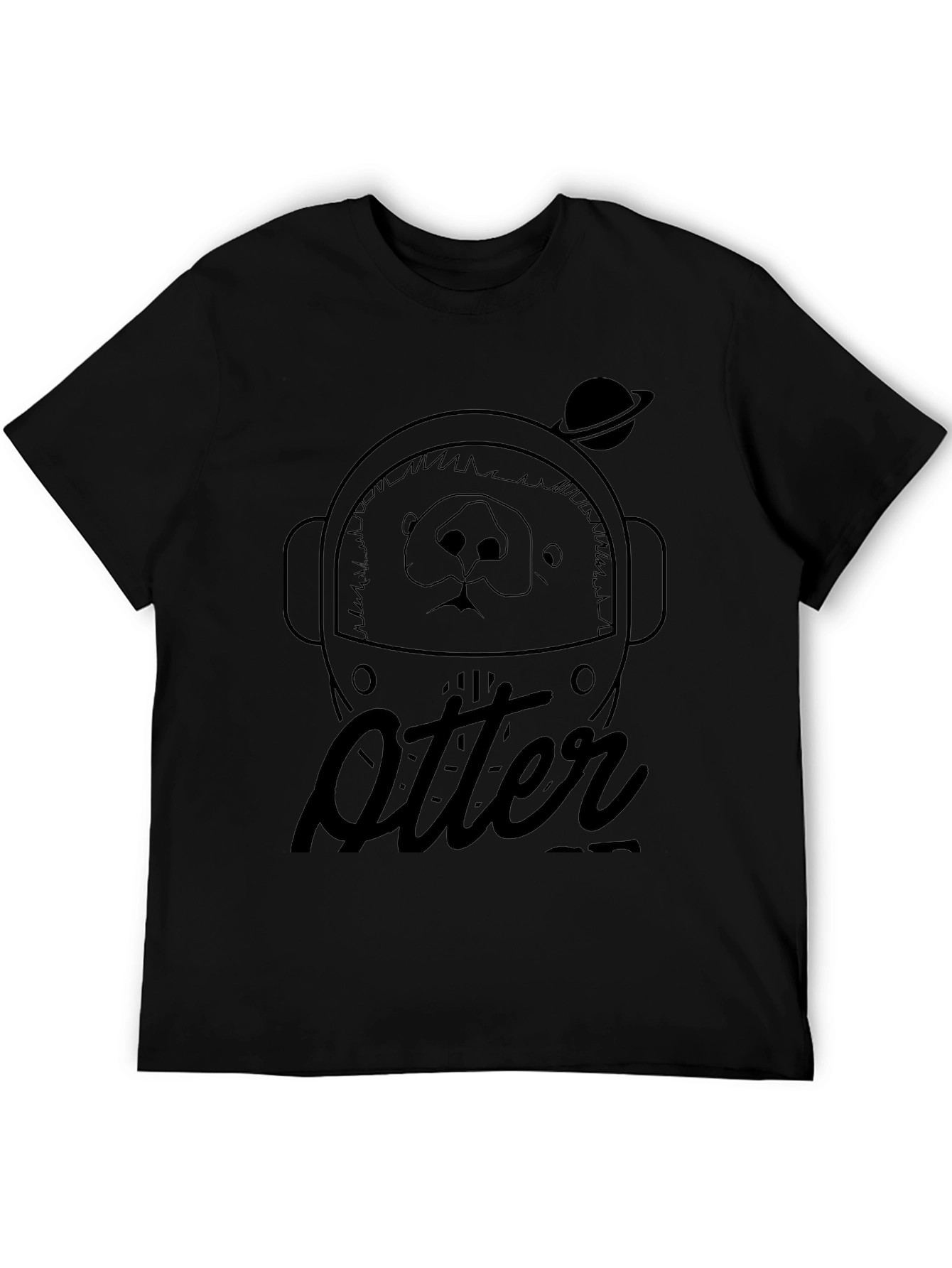 Black Otter Astronaut Black Graphic T-Shirt view 5