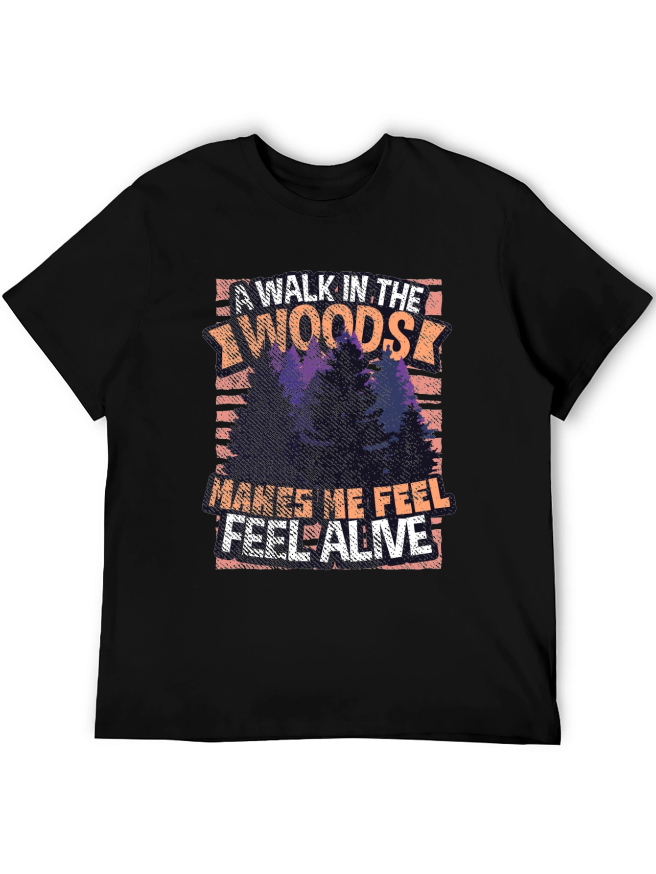 Black Nature Lover's Walk in the Woods Black T-Shirt view 5