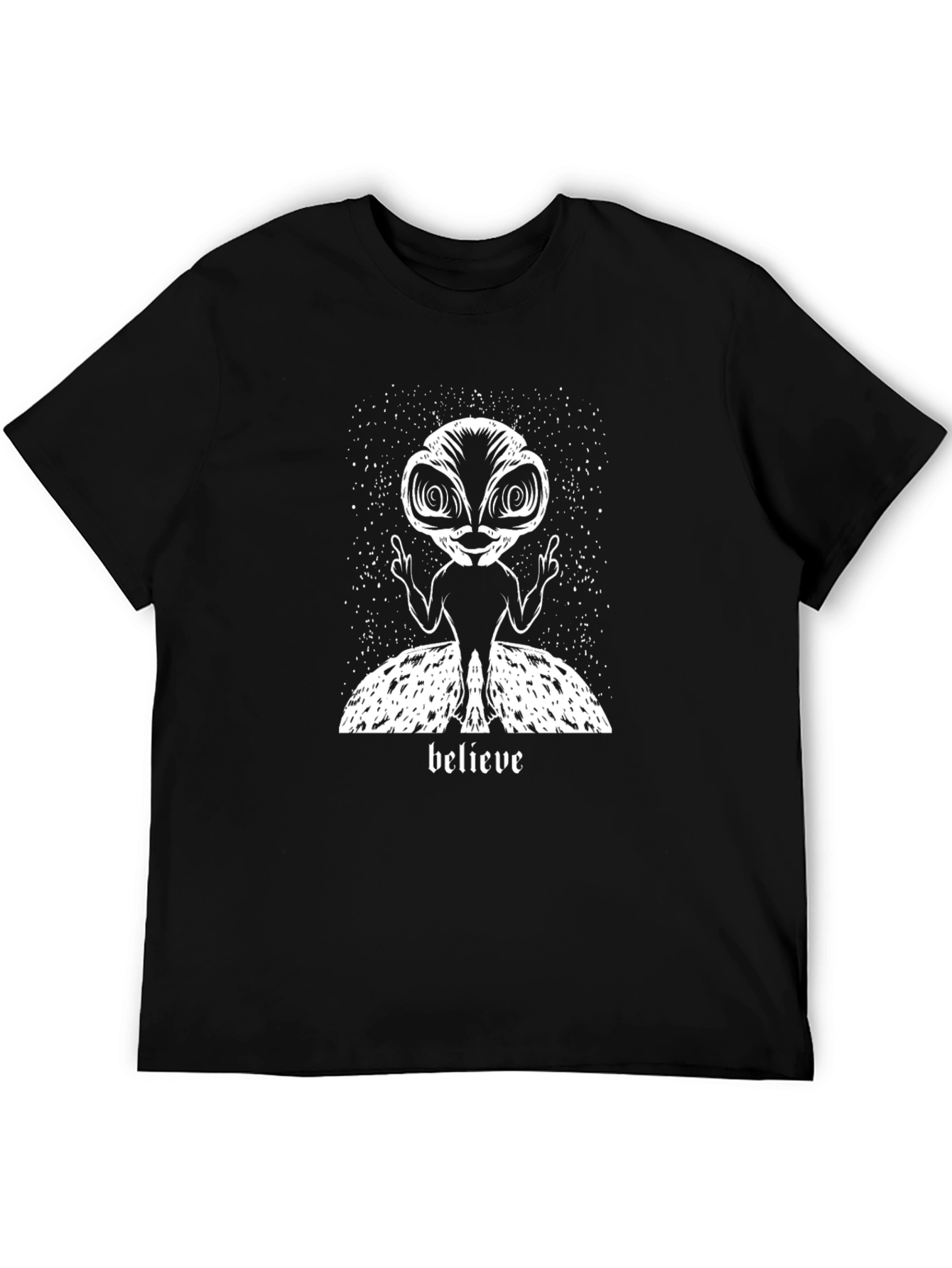 Black Believe Alien Graphic Tee - Black Cotton Blend Shirt view 5