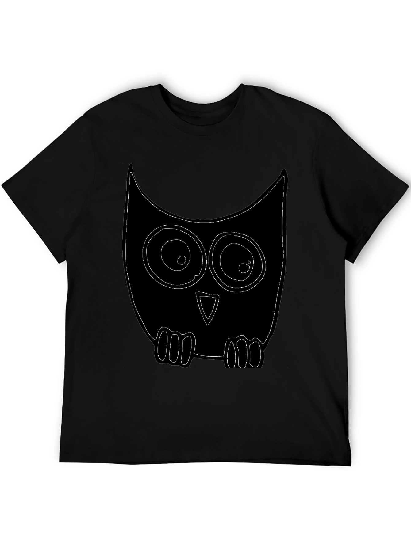 Black Owl Graphic Print Crew Neck T-Shirt view 5