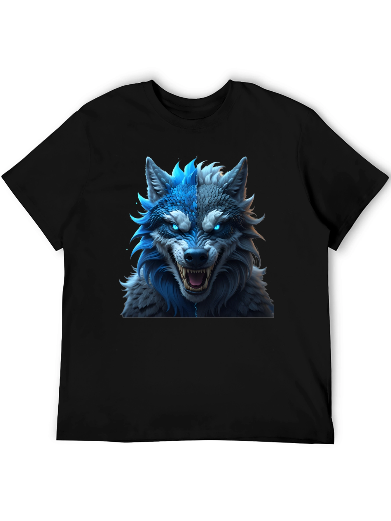 Black Fierce Wolf Graphic Tee - Blue Rage view 5