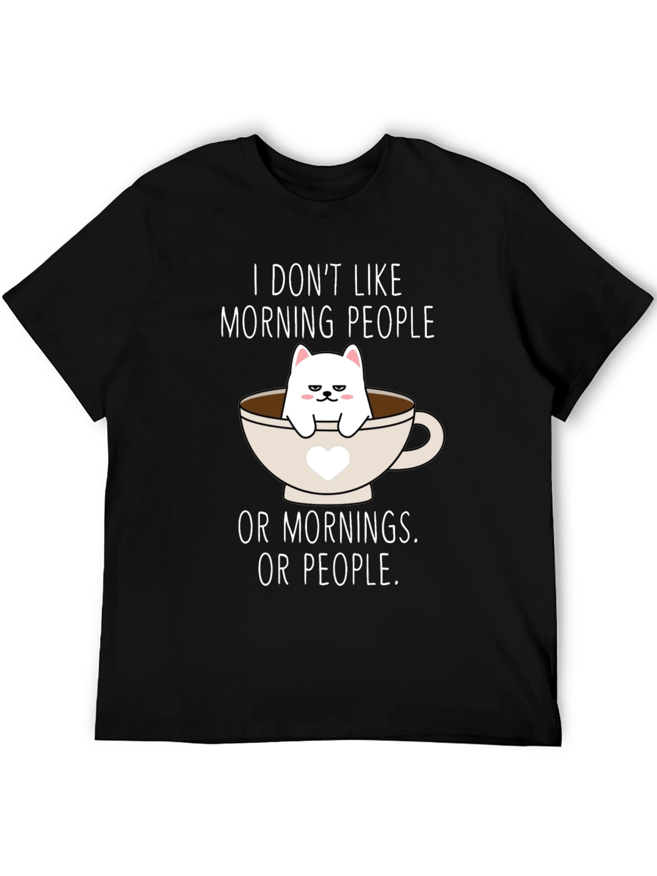Black Grumpy Cat Coffee T-Shirt - I Don't Like Mornings view 5