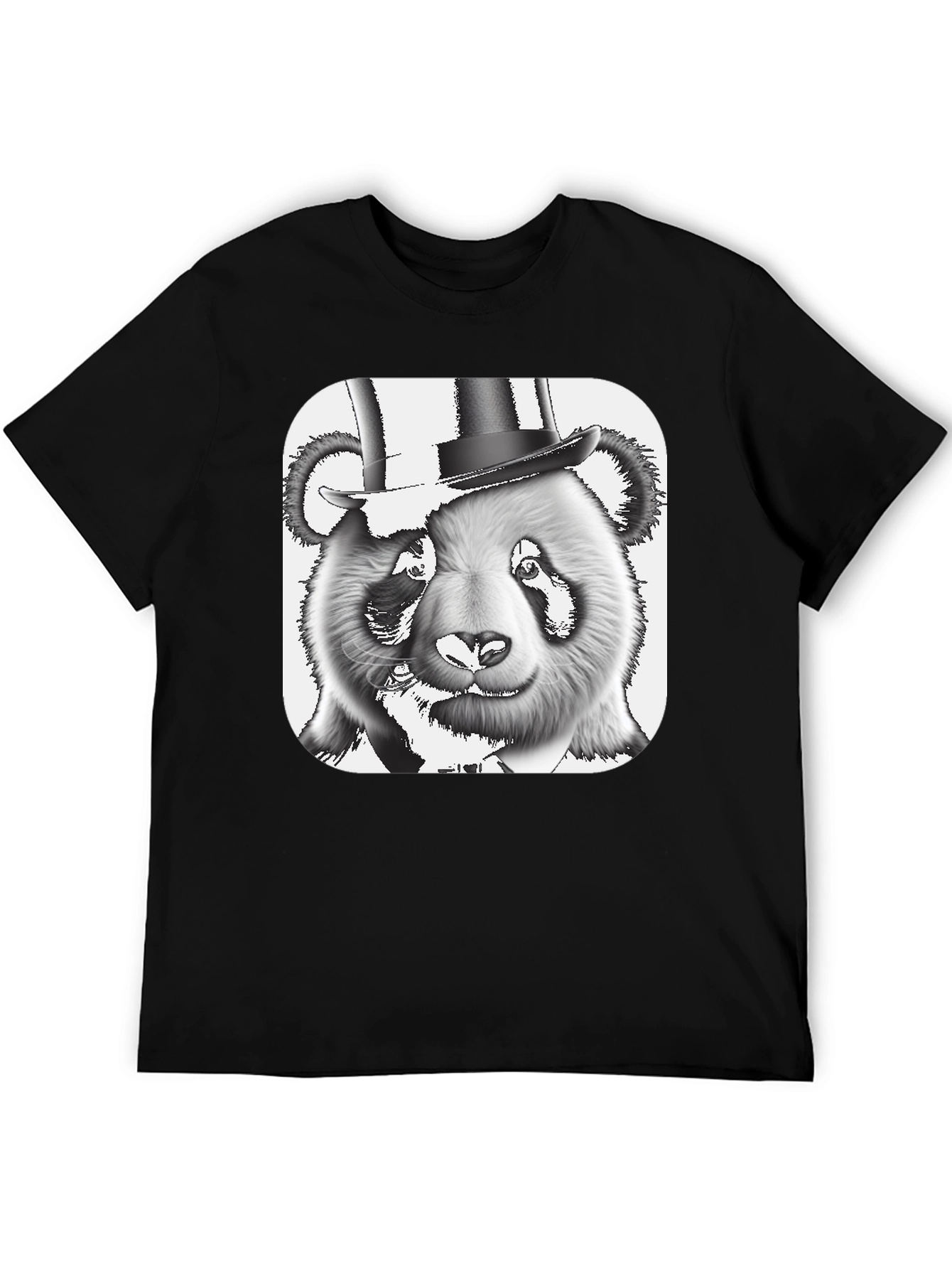 Black Panda Bear Top Hat T-Shirt - Stylish Graphic Tee view 5