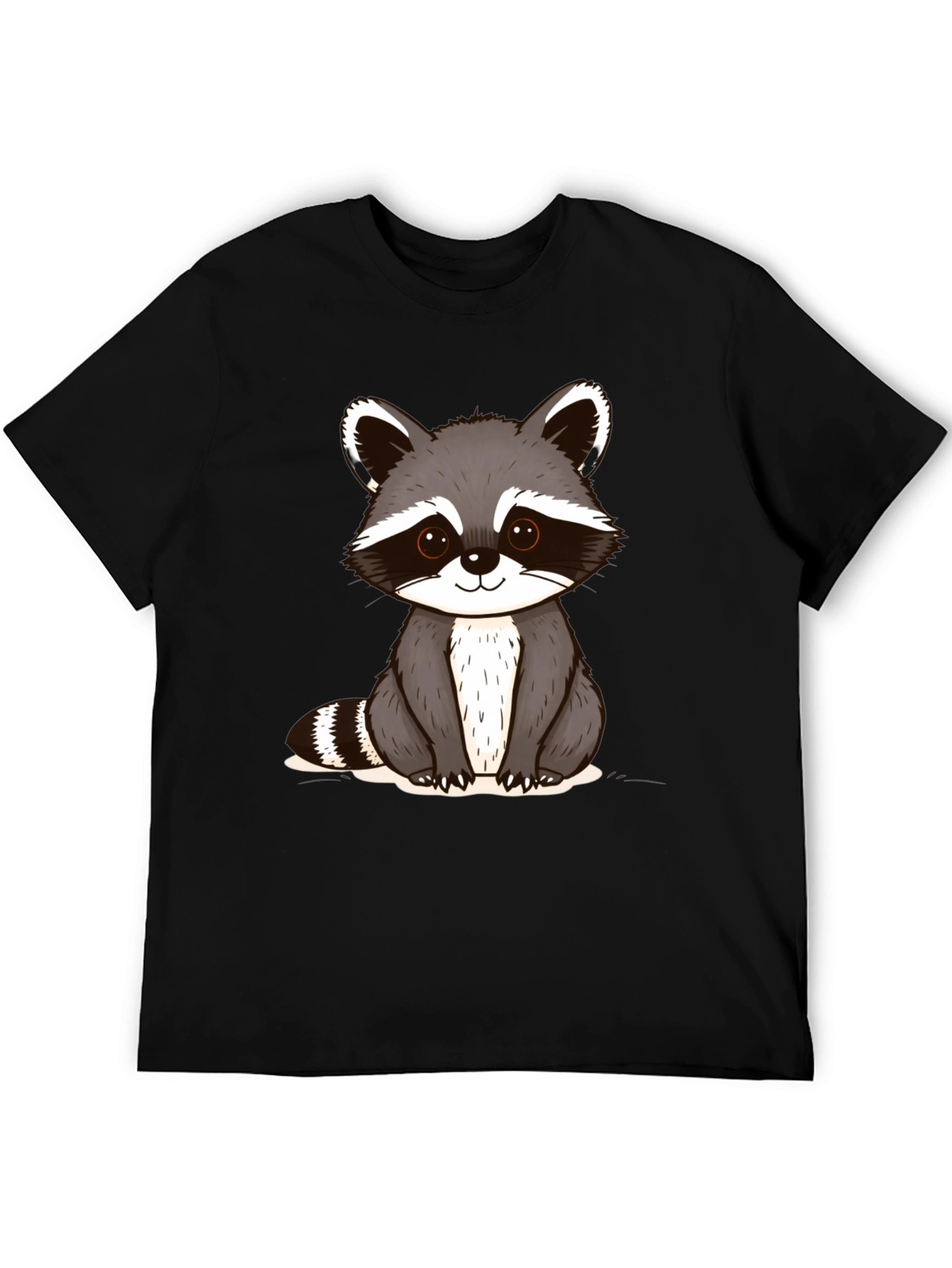 Black Cute Raccoon Graphic T-Shirt - Unisex Casual Tee view 5