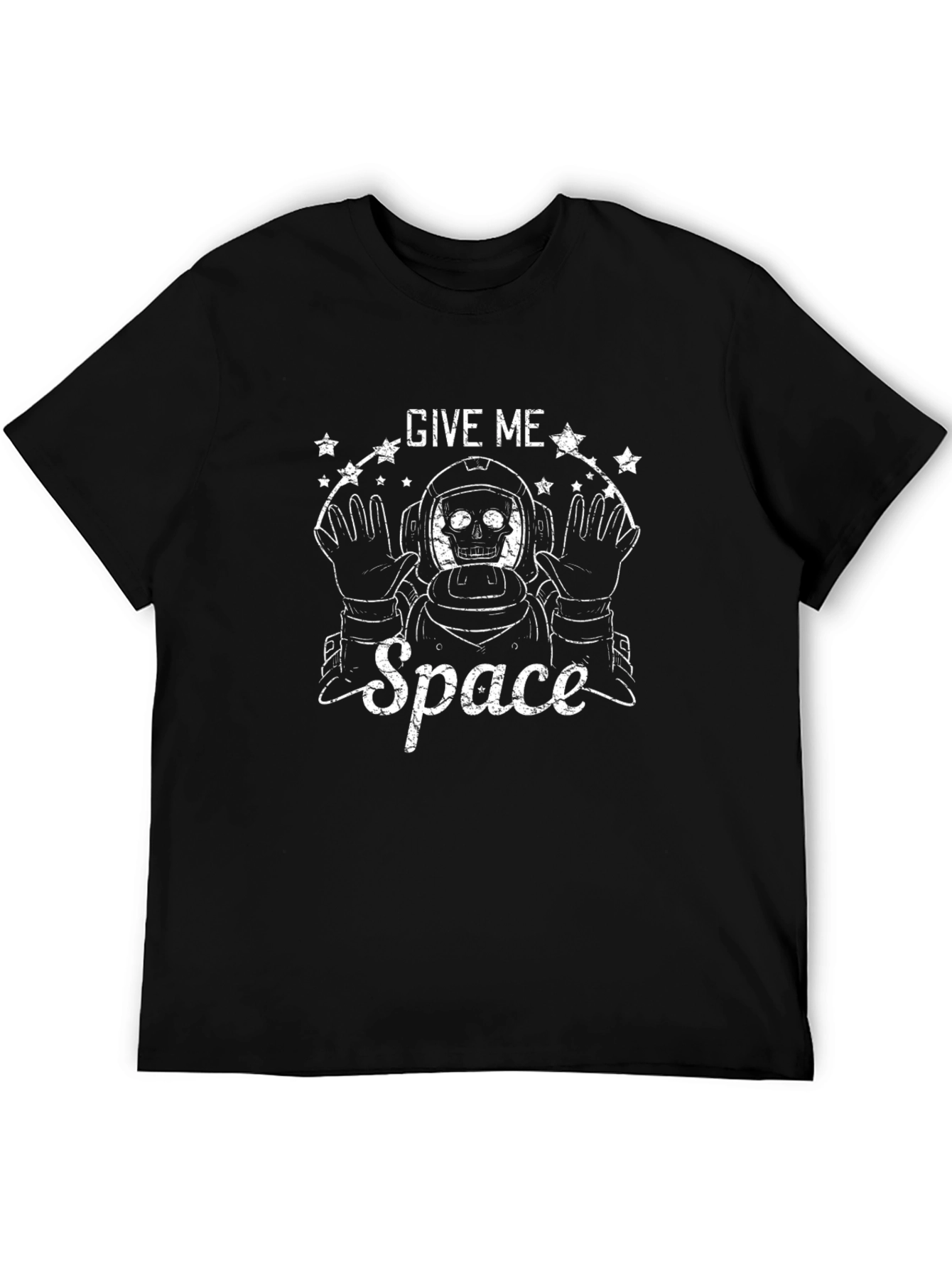 Black Give Me Space Astronaut Skull Graphic T-Shirt view 5