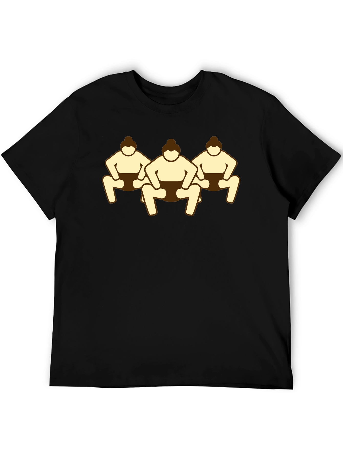 Black Sumo Wrestlers Graphic Tee - Black Cotton T-Shirt view 5