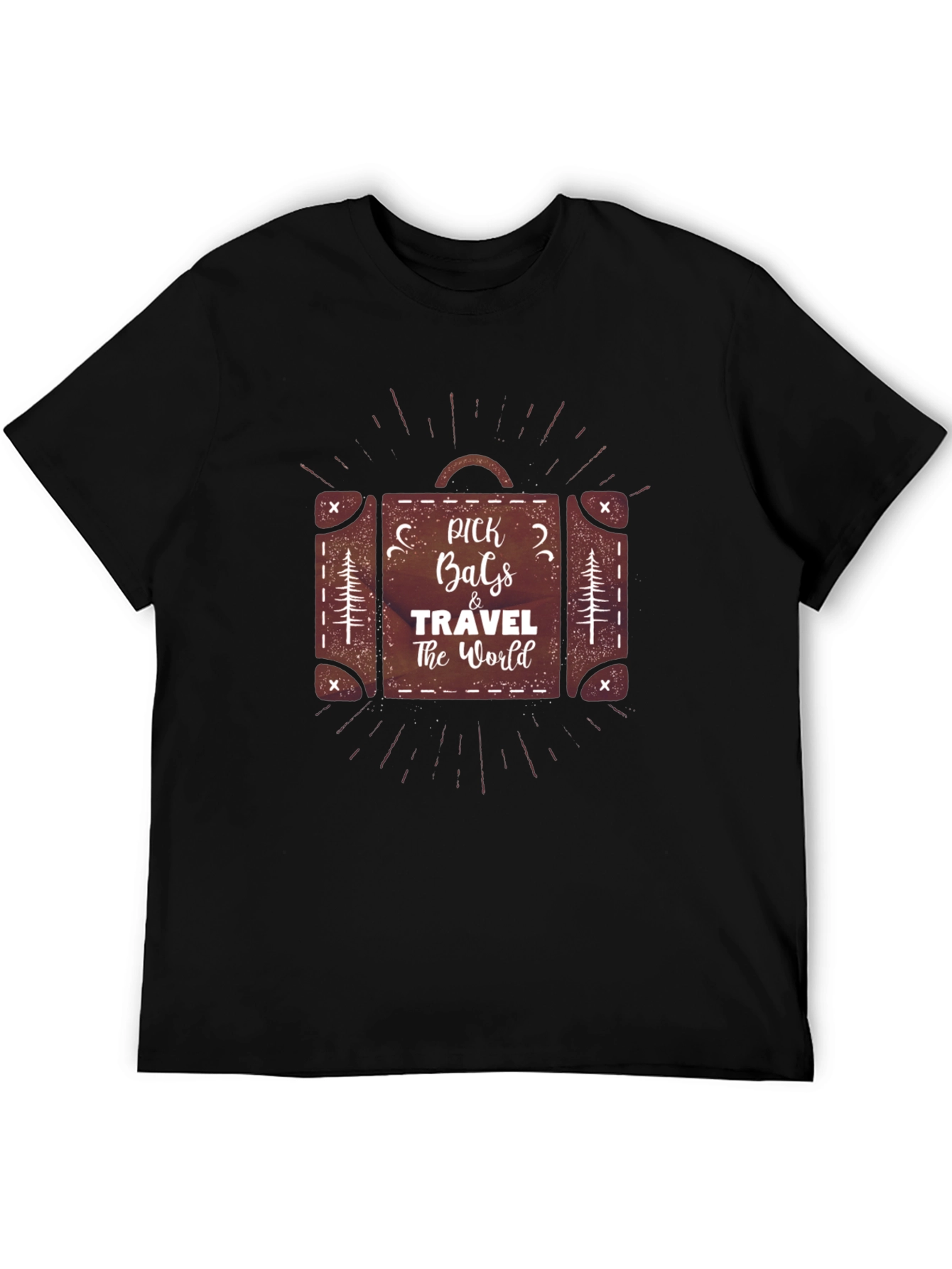 Black Pick Bags & Travel the World Black Graphic Tee view 5