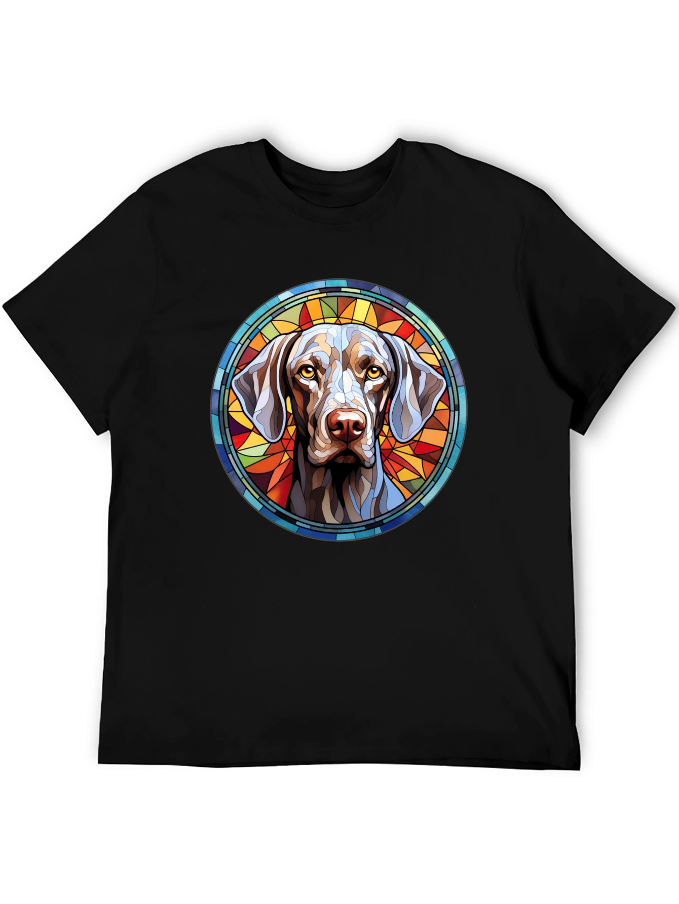 Black Dog Portrait Stained Glass Style Graphic Tee view 5
