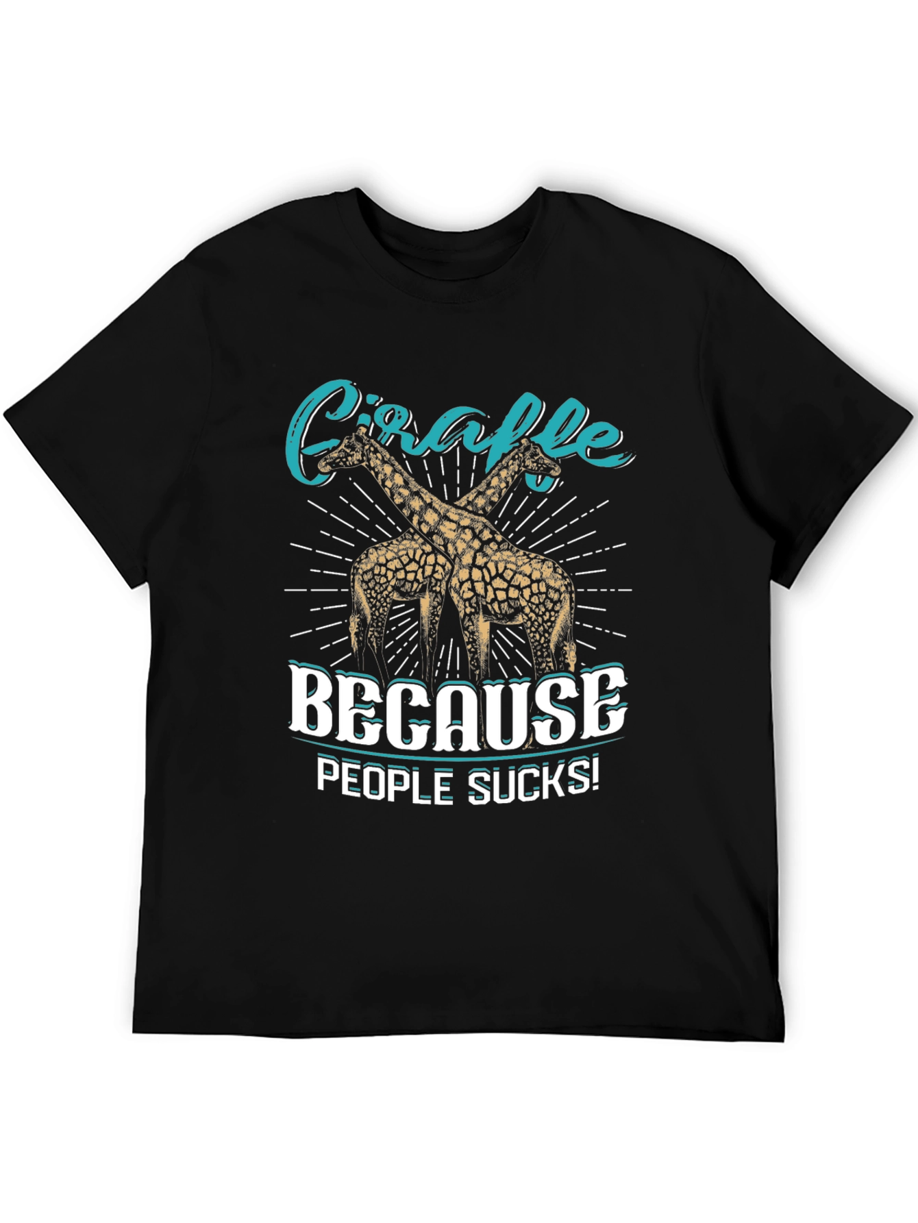 Black Giraffe Lover T-Shirt - Because People Suck Graphic Tee view 5