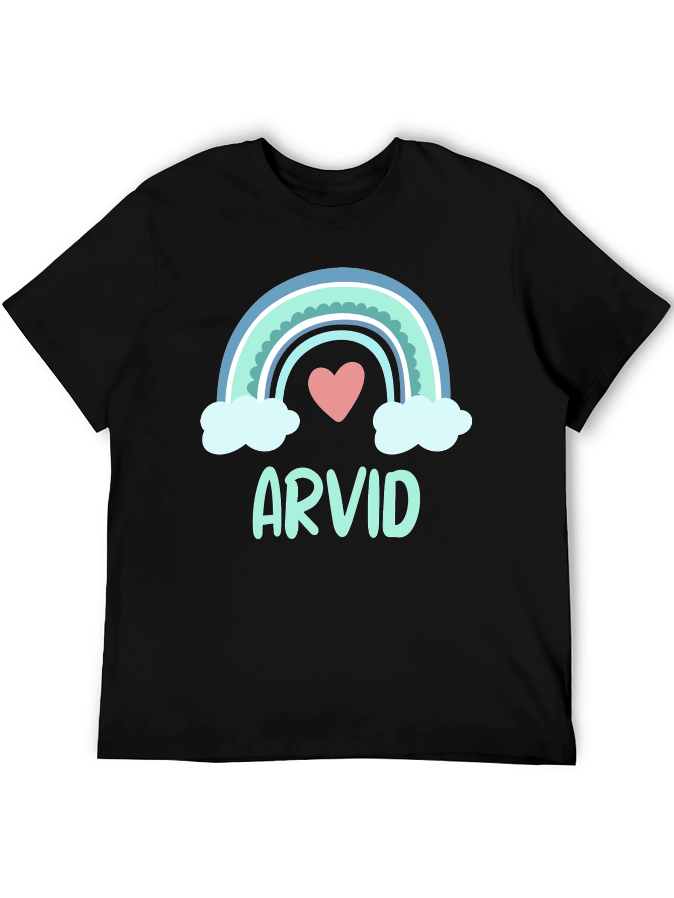 Black Arvid Rainbow Heart Graphic Black T-Shirt view 5