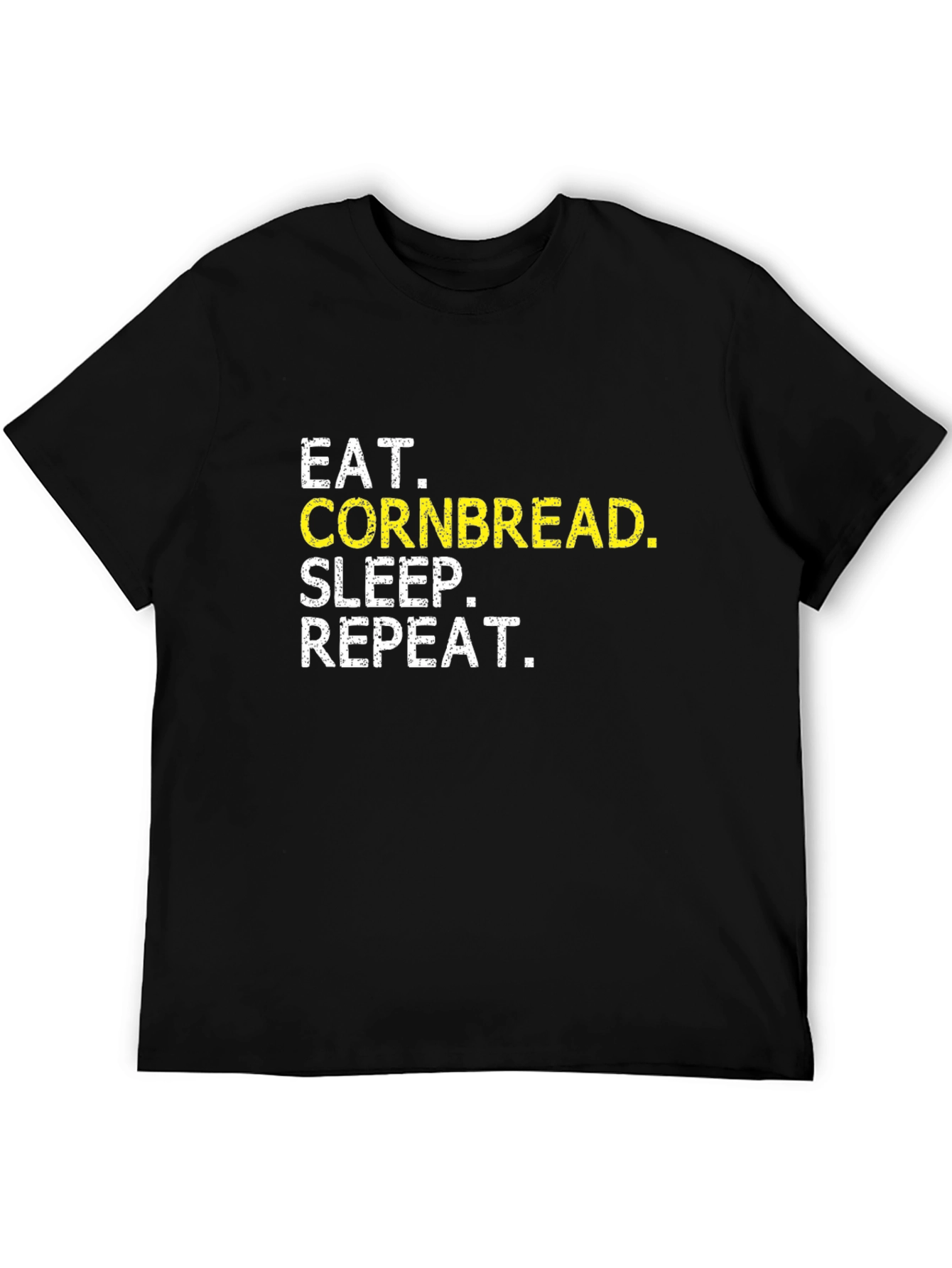 Black Eat Cornbread Sleep Repeat Black Cotton Graphic T-Shirt view 5