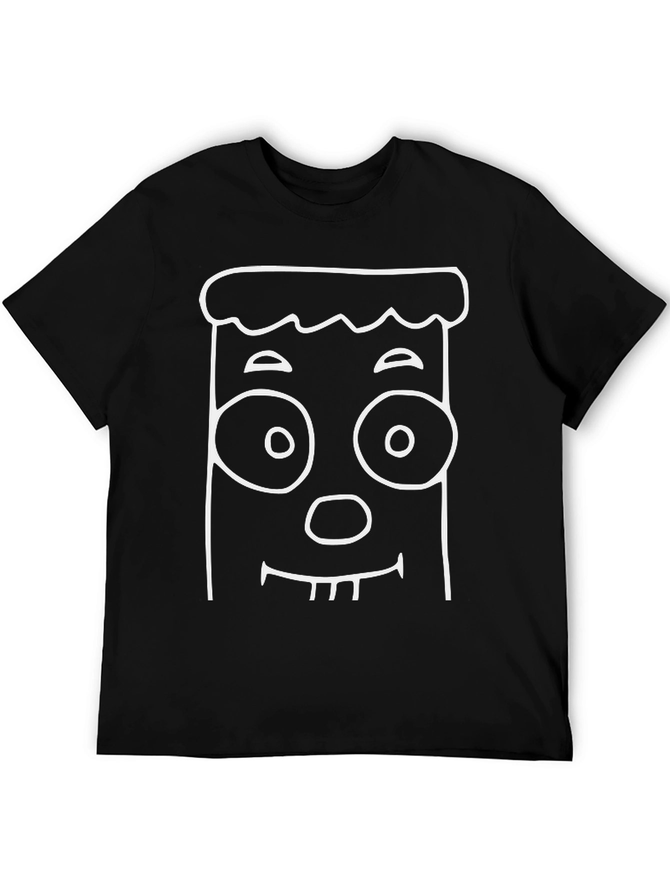 Black Funny Cartoon Face Graphic T-Shirt view 5
