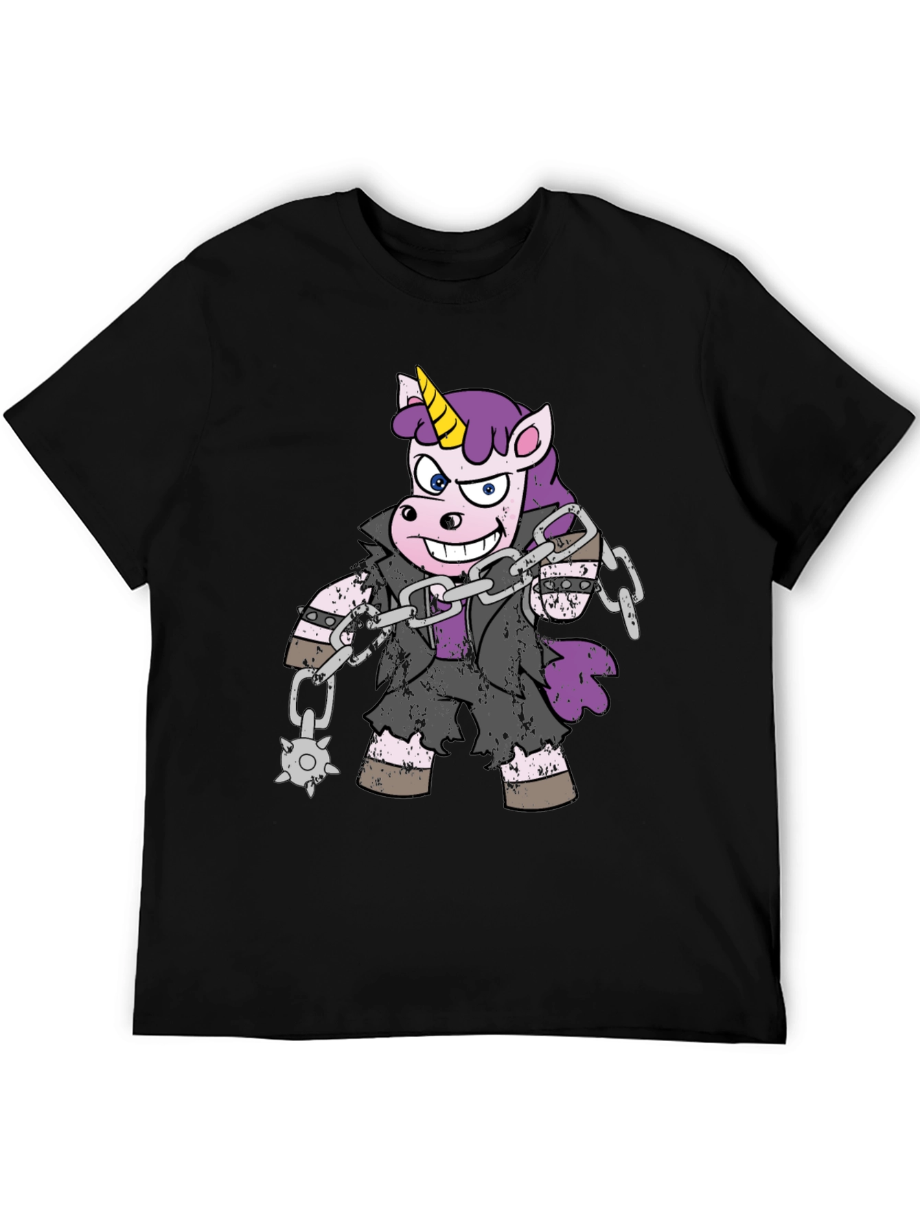 Black Unicorn Biker T-Shirt - Black Cotton Tee view 5