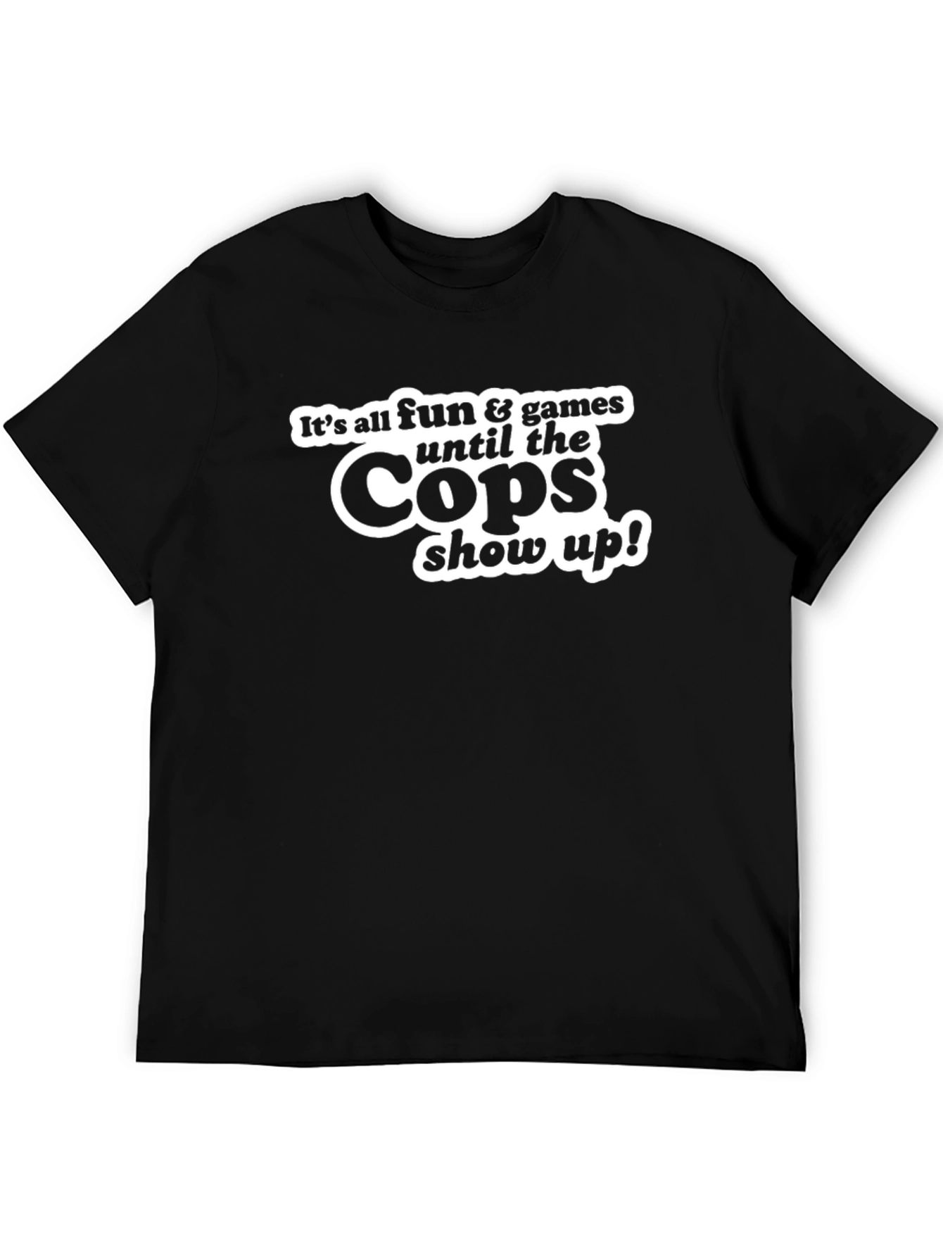 Black Cops Show Up Graphic Tee - Black Crew Neck T-Shirt view 5