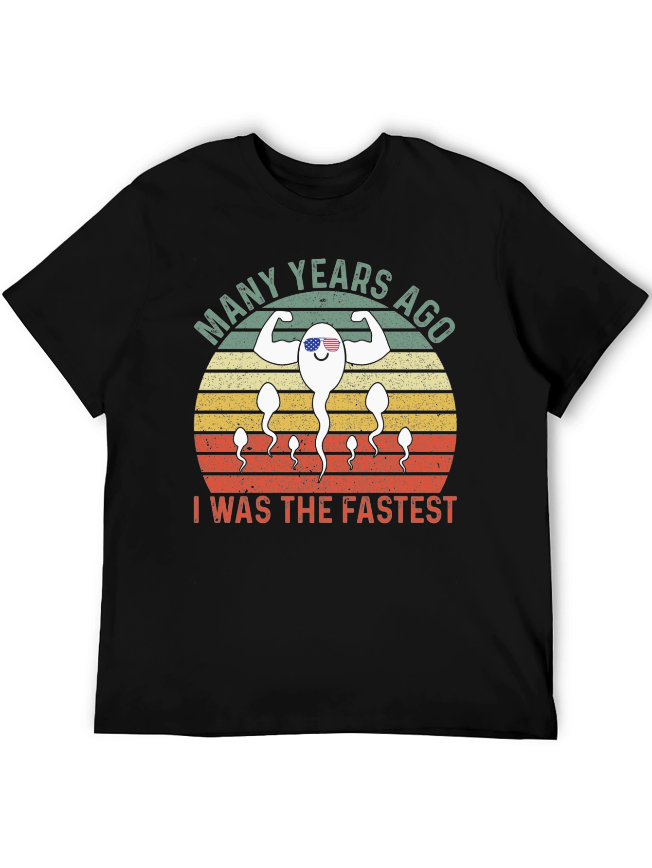 Black Funny "Fastest" Sperm Graphic T-Shirt view 5
