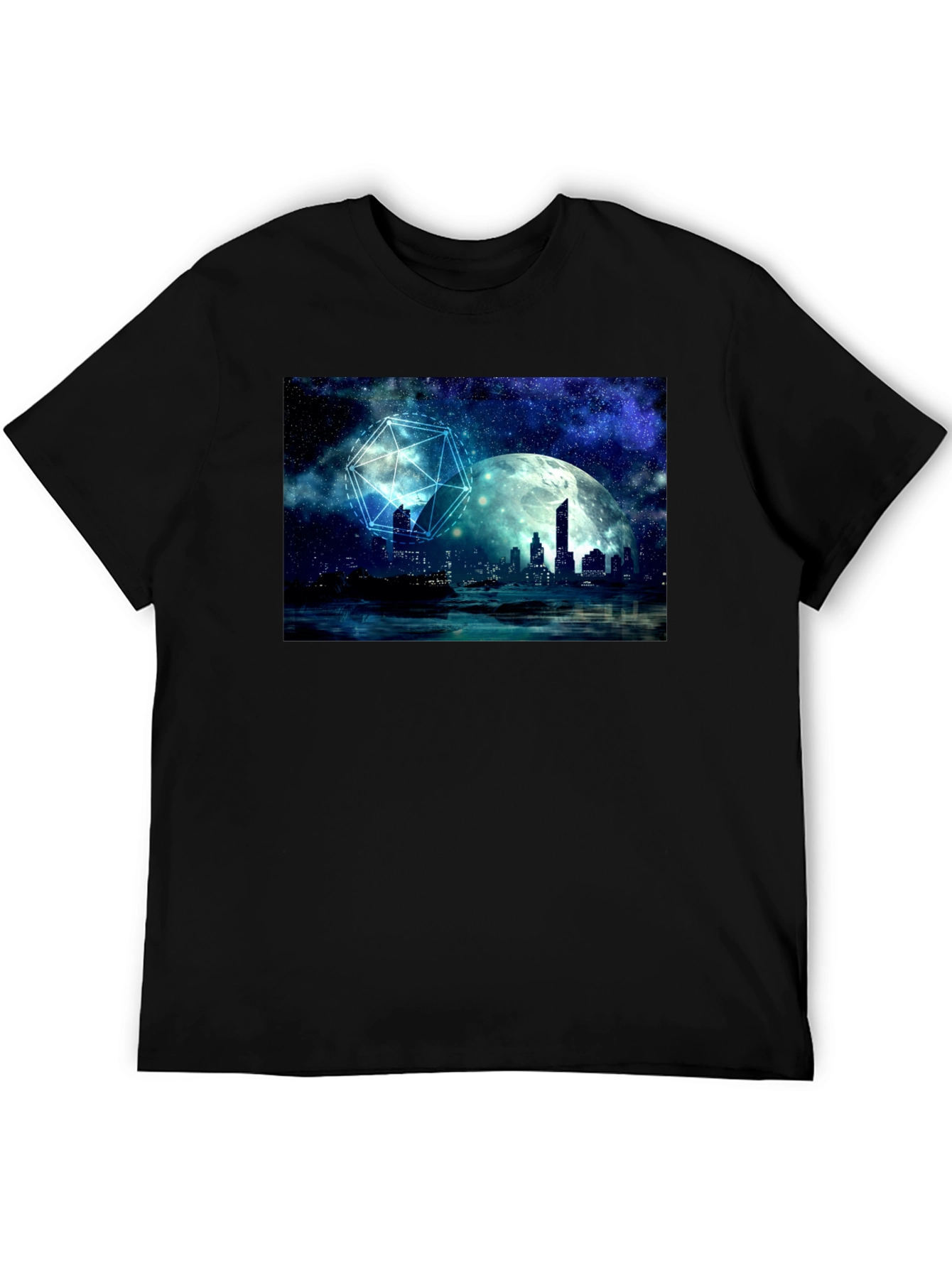 Black Celestial Cityscape Graphic Tee view 5