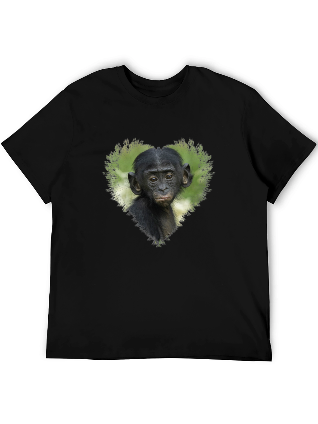 Black Bonobo Heart T-Shirt - Black Cotton Tee view 5