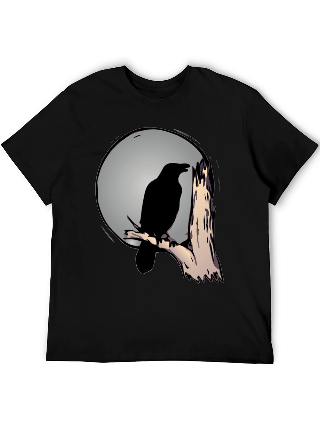 Black Raven on Moonlit Branch T-Shirt - Dark Aesthetic Tee view 5