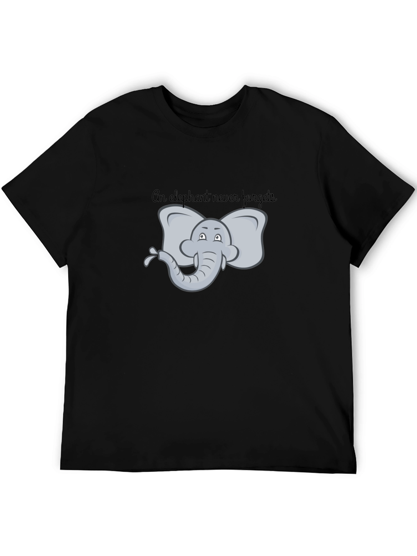 Black Elephant Never Forgets Graphic Tee - Black view 5
