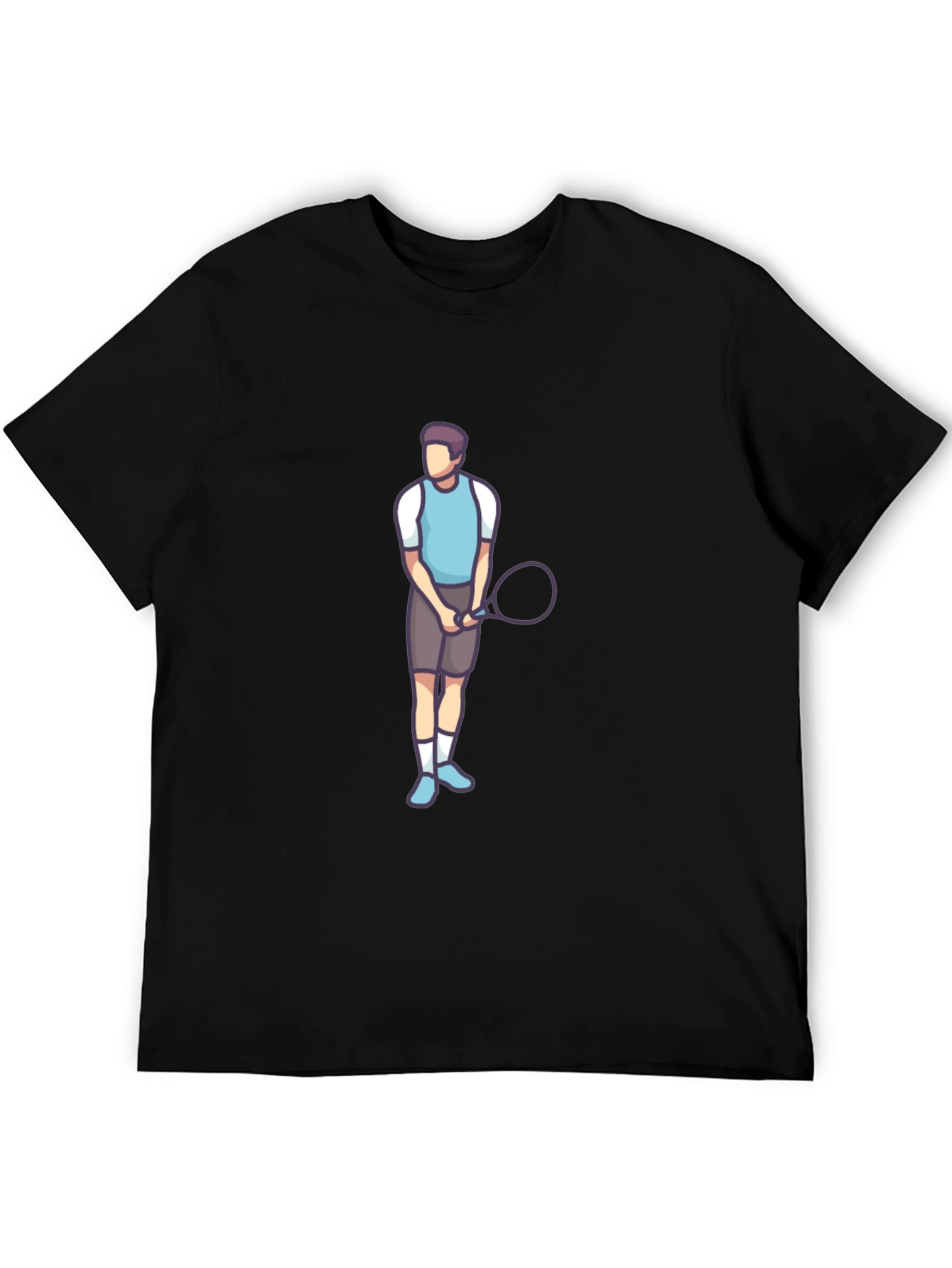 Black Tennis Player Graphic Tee - Black Cotton Blend view 5