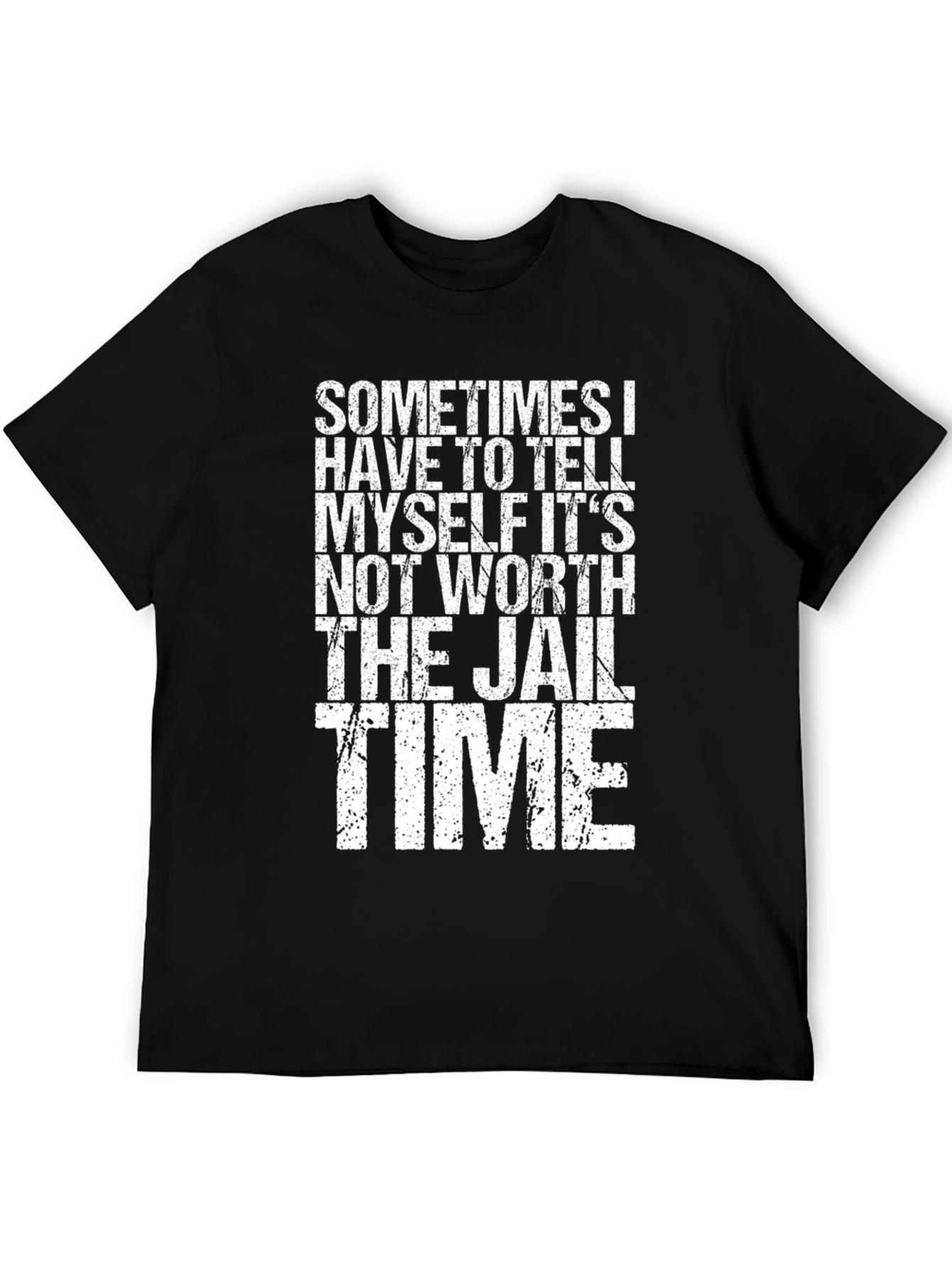 Black Funny Jail Time Graphic Tee - Mens Humor T-Shirt view 5