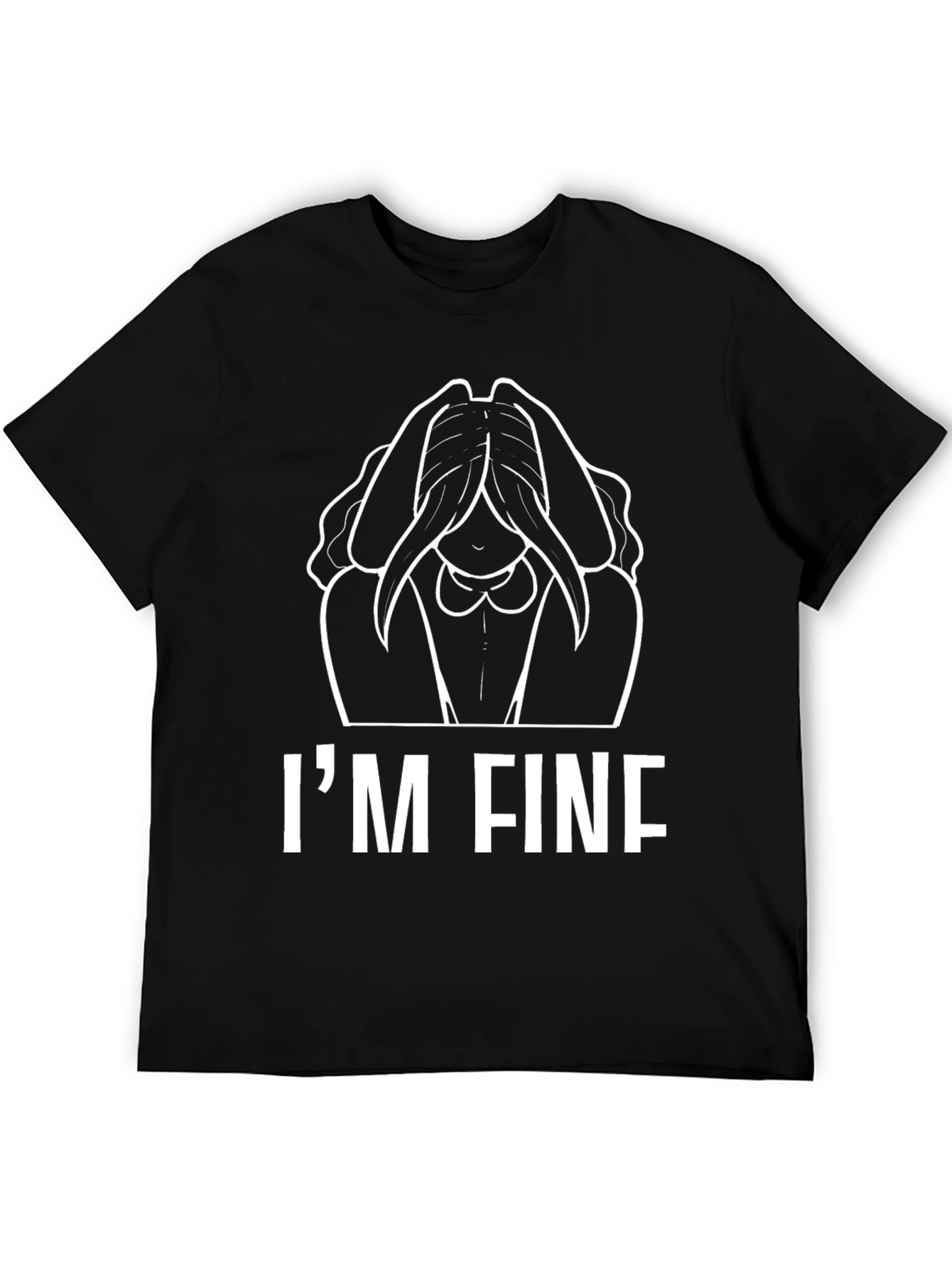 Black I'm Fine T-Shirt - Funny Graphic Tee view 5
