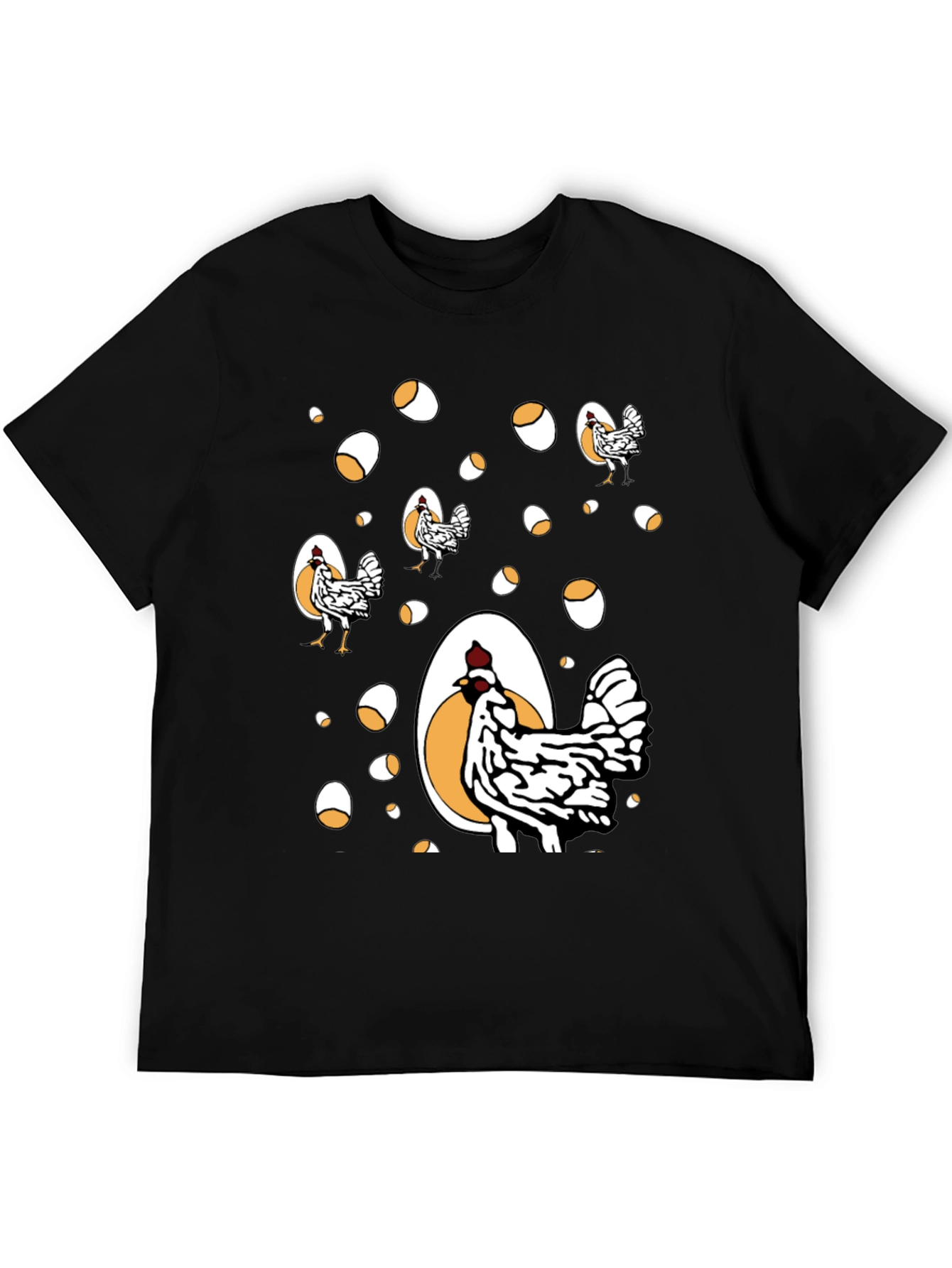 Black Funny Chicken & Egg Graphic Tee view 5