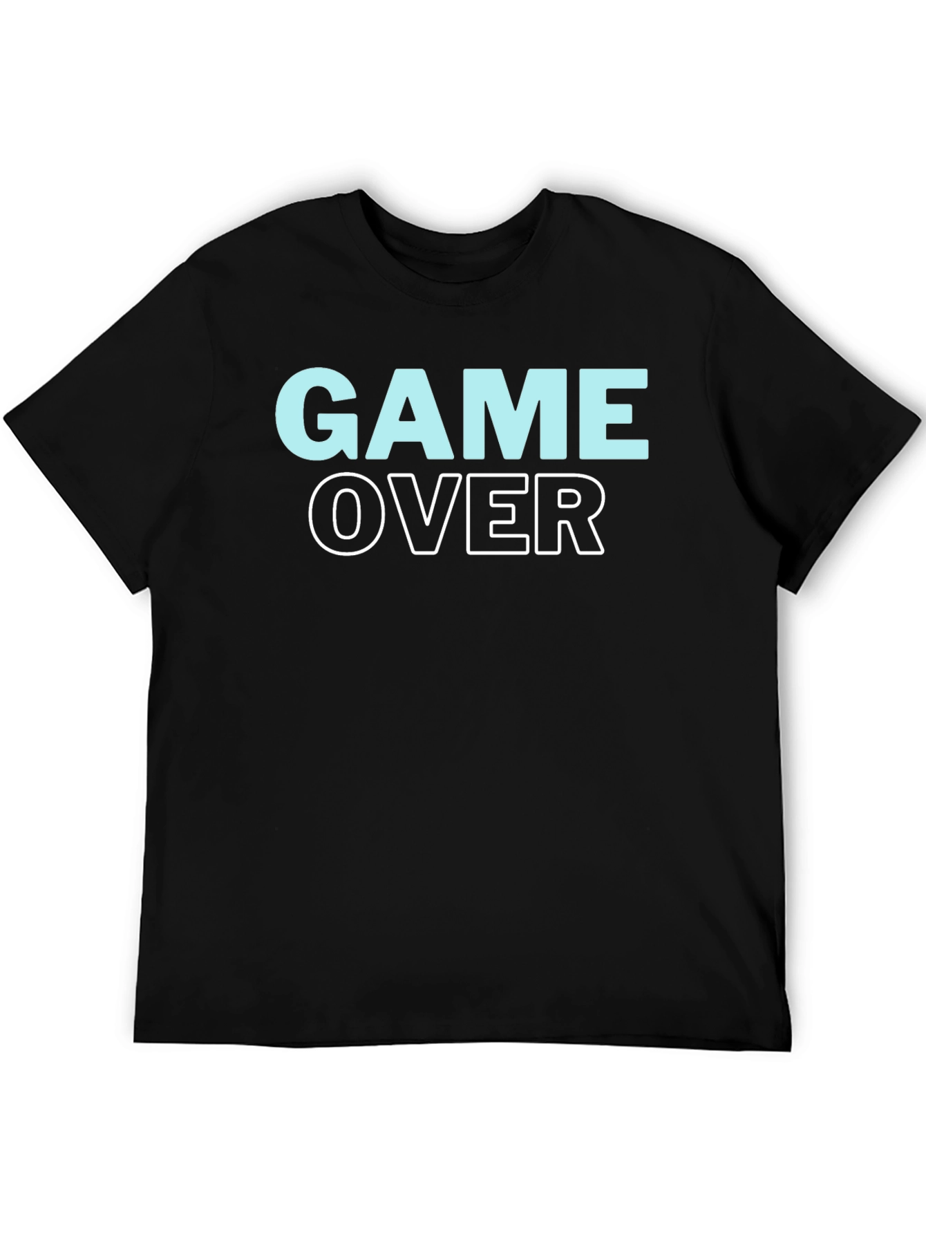 Black Game Over Graphic Print Crew Neck T-Shirt view 5