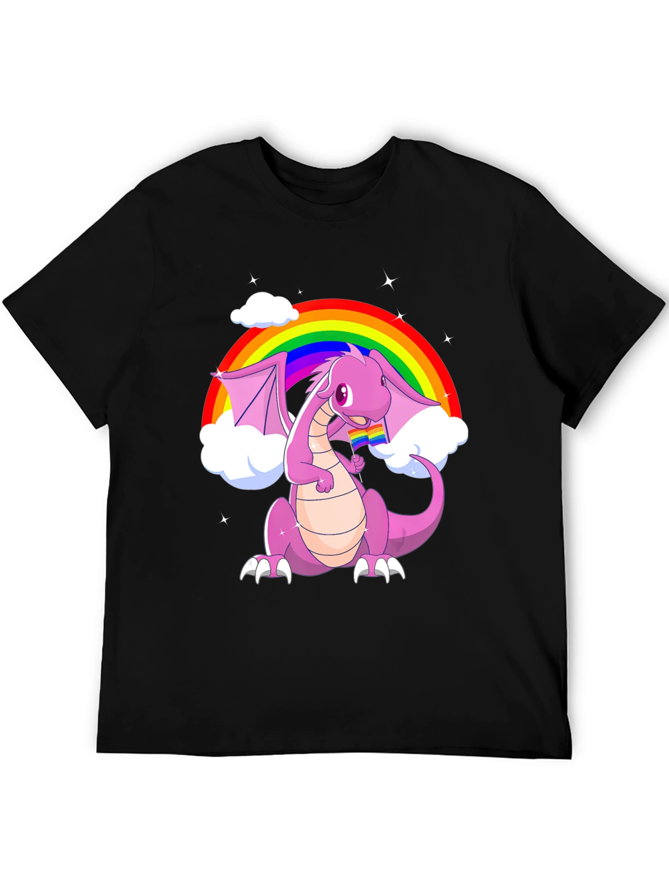 Black Rainbow Dragon Pride T-Shirt view 5