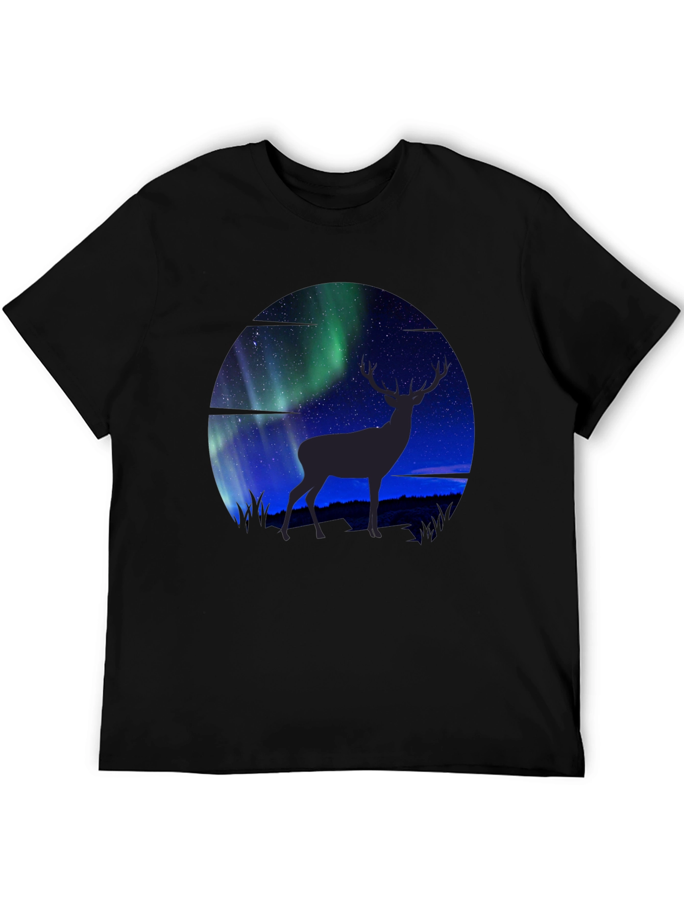 Black Aurora Deer Graphic T-Shirt view 5