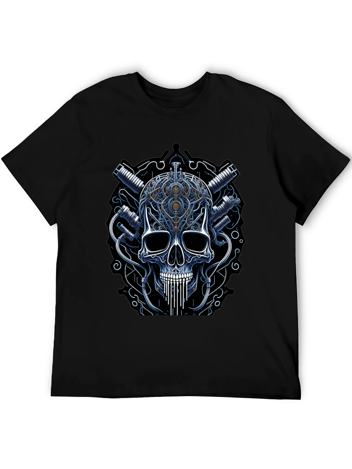 Black Steampunk Skull Graphic Tee - Black view 5