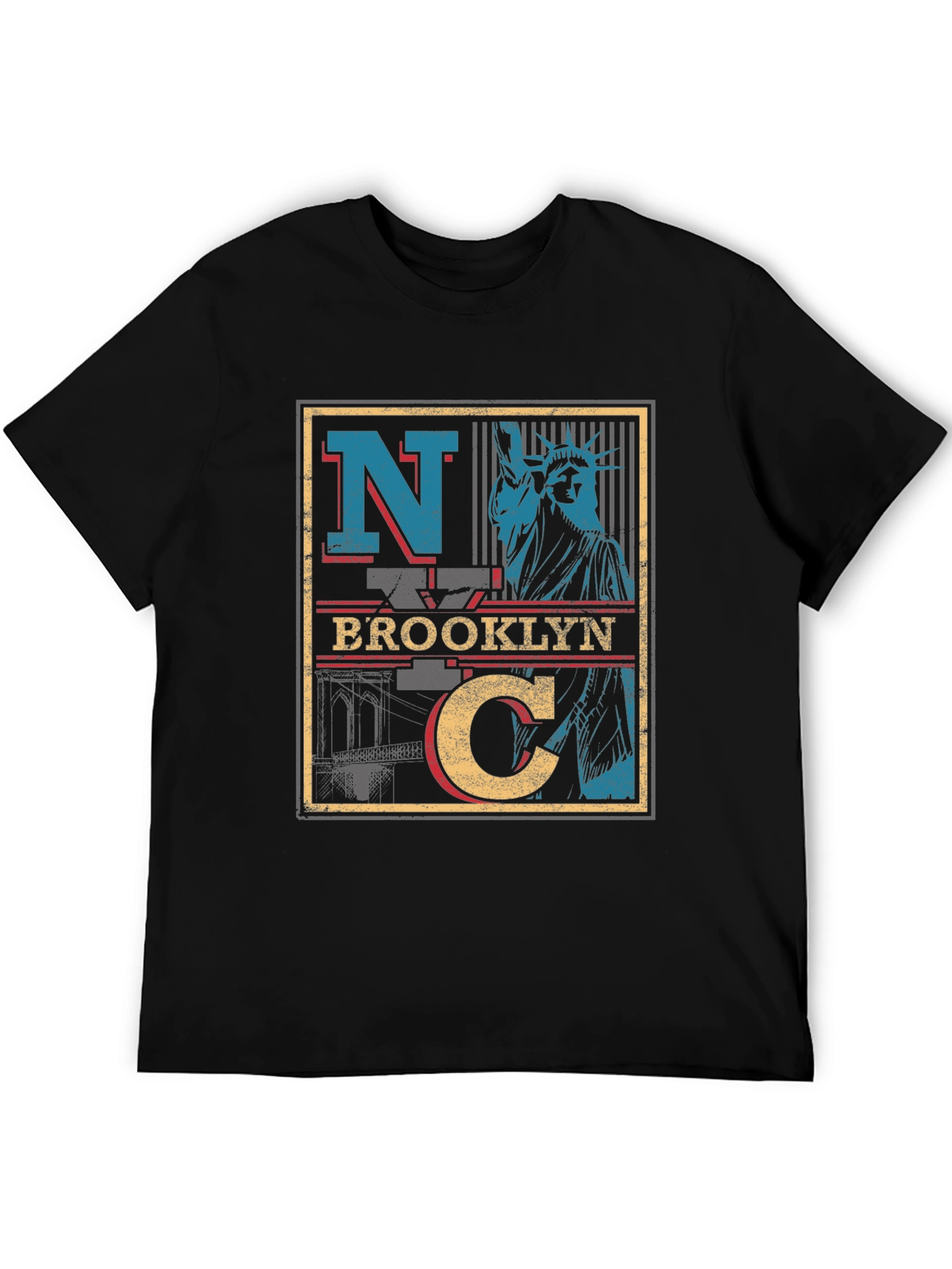 Black NYC Brooklyn Statue of Liberty Black T-Shirt view 5