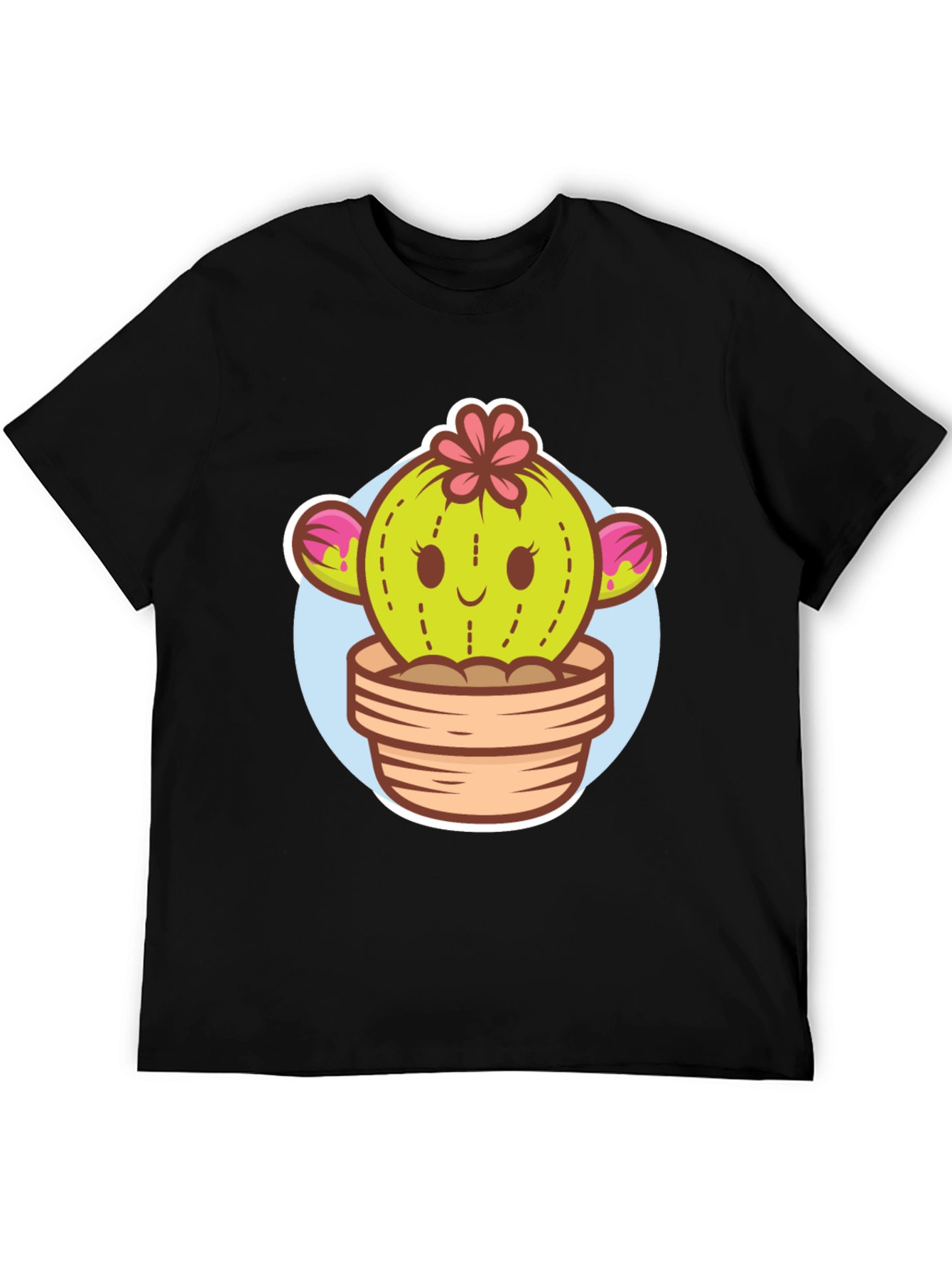 Black Cute Cactus Potted Plant Graphic Tee view 5