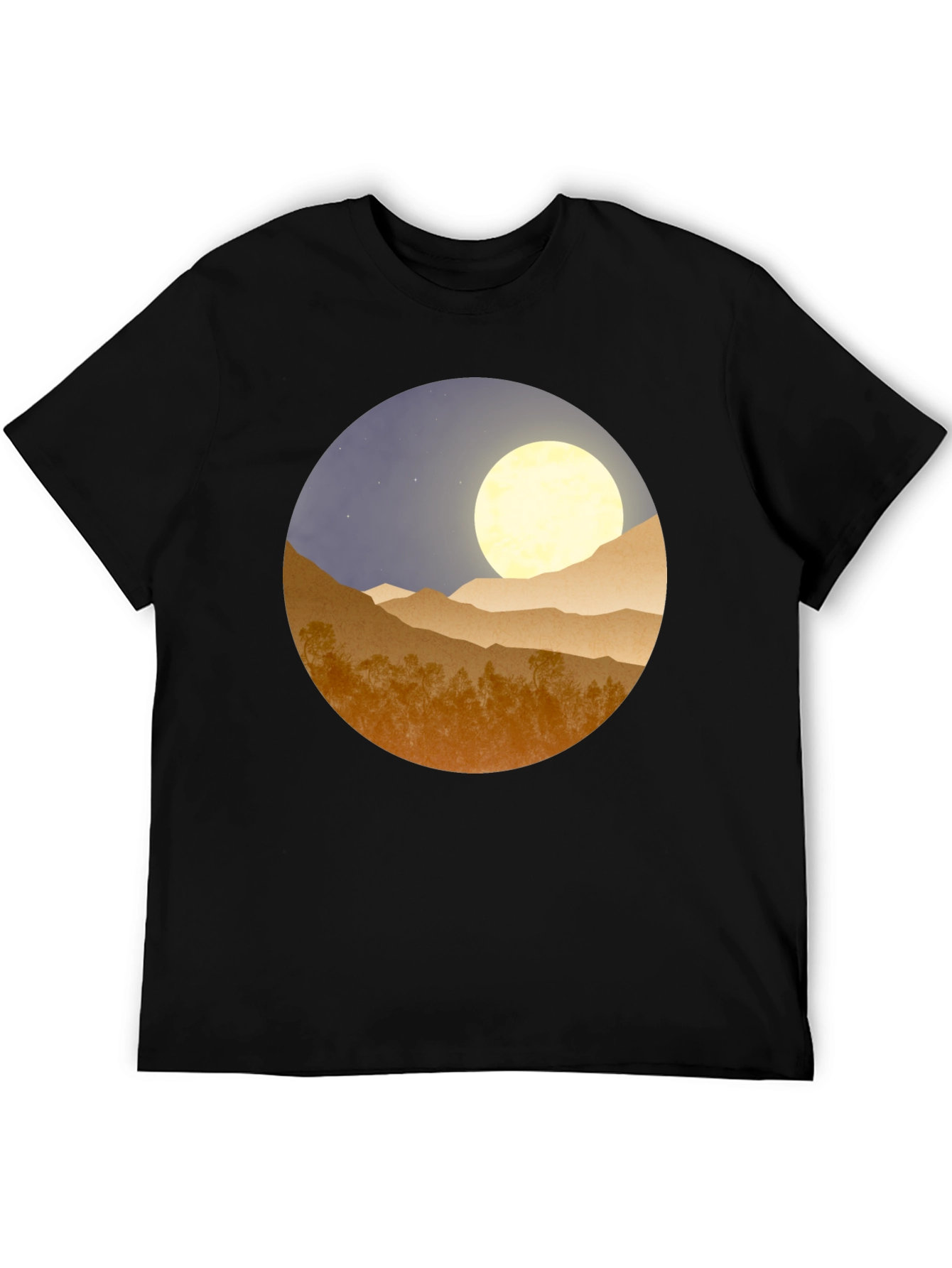 Black Moonlit Mountain Graphic Tee - Soft Black Cotton Blend view 5
