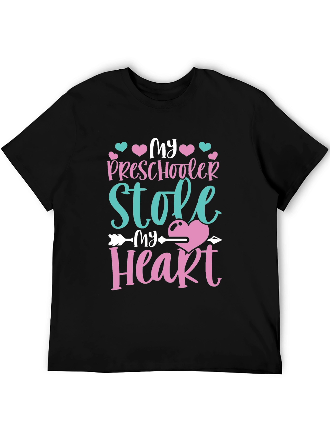 Black My Preschooler Stole My Heart T-Shirt view 5