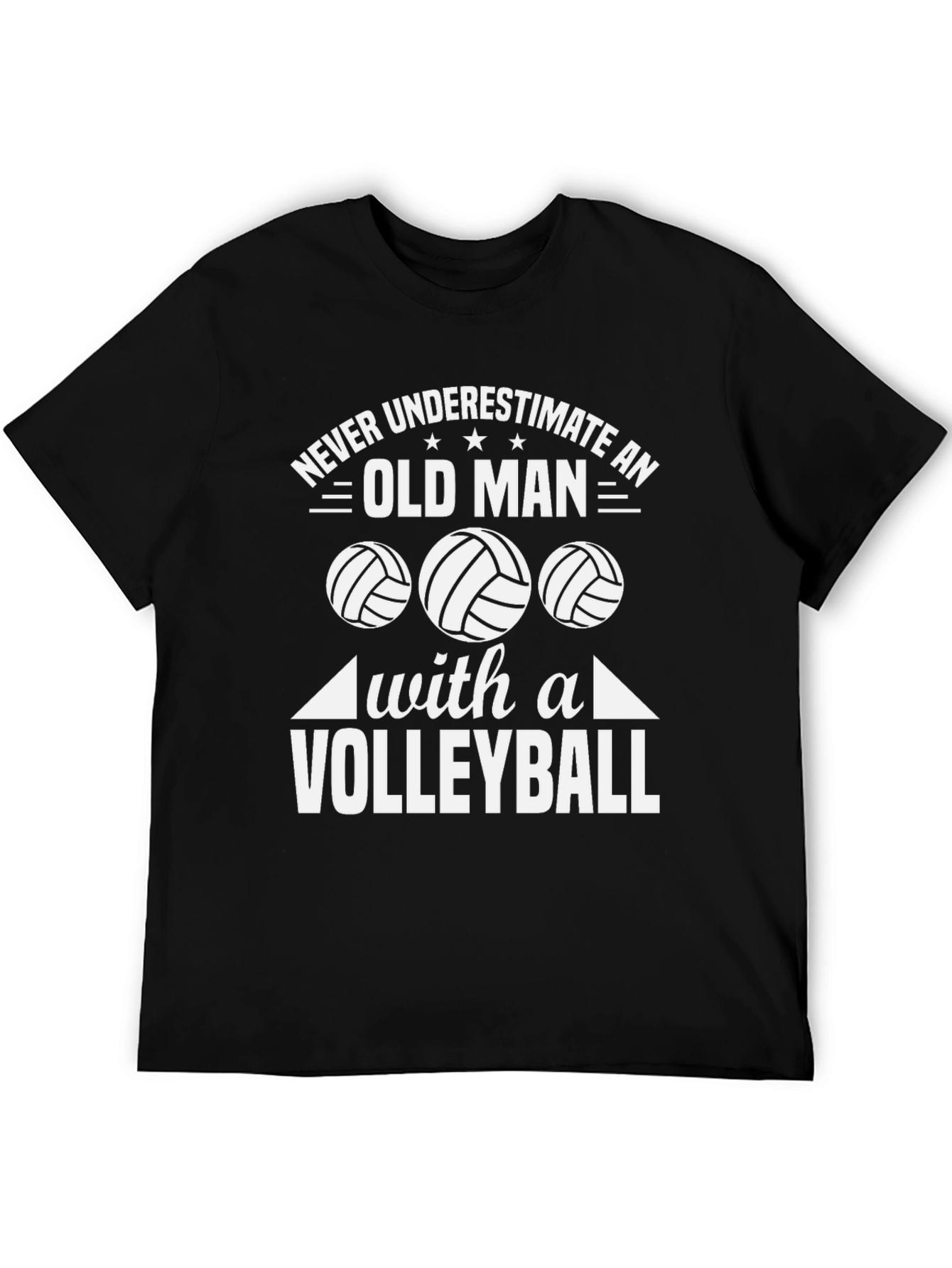 Black Never Underestimate Old Man Volleyball T-Shirt view 5