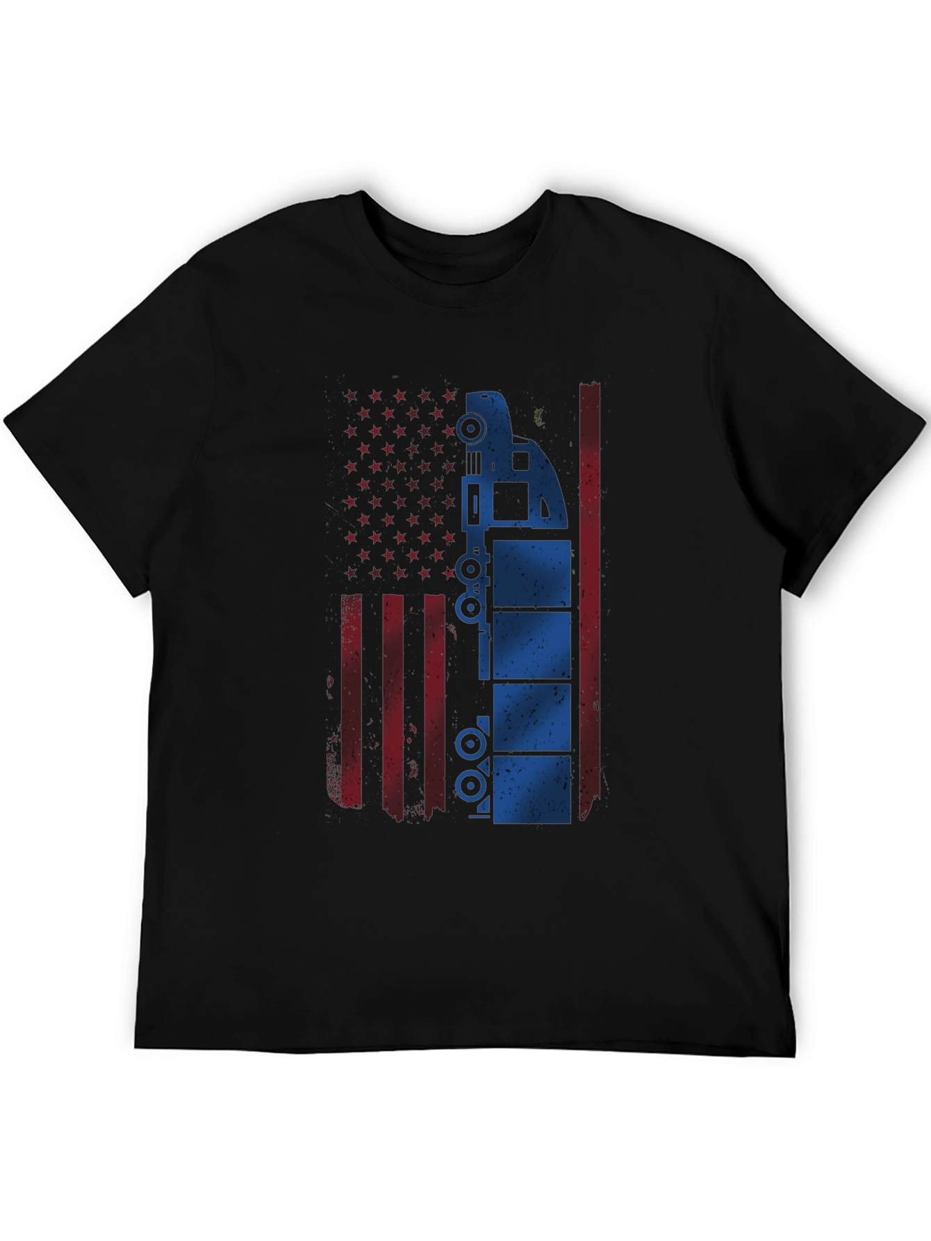 Black American Flag Trucker T-Shirt view 5