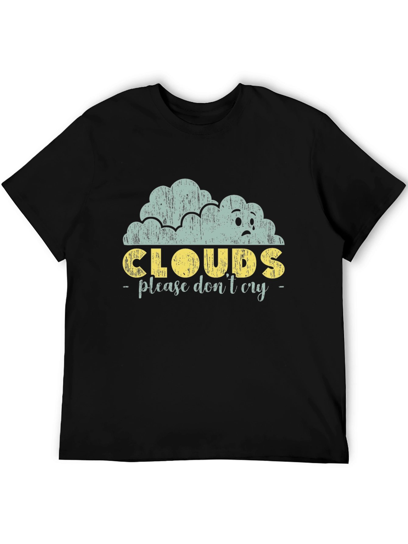 Black Sad Cloud Graphic Print Black Tee view 5