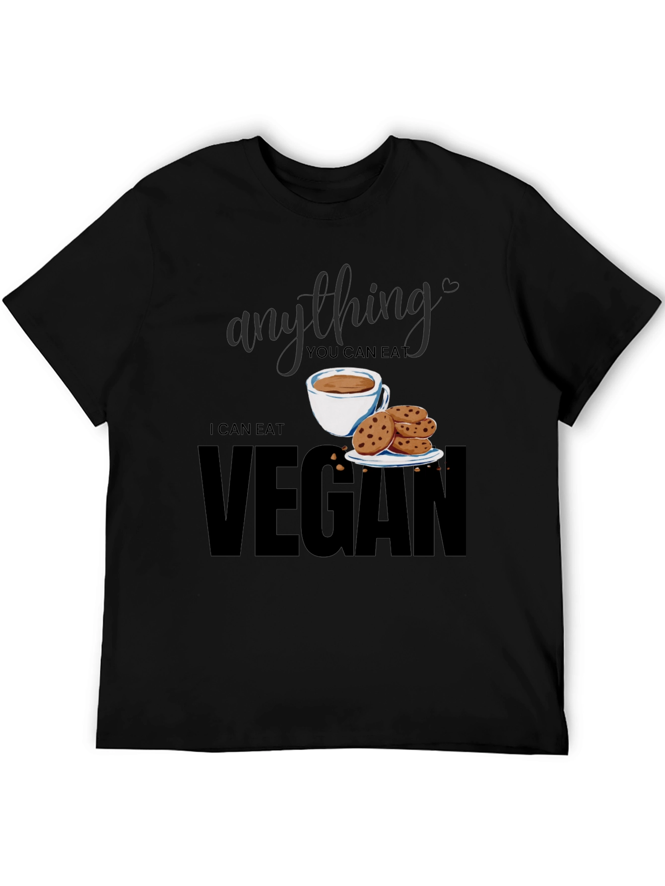Black Vegan T-Shirt - Anything You Can Eat I Can Eat Vegan view 5