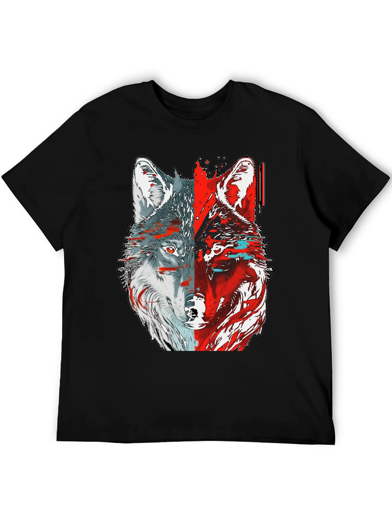 Black Wolf Graphic Tee - Unique Two-Faced Design view 5
