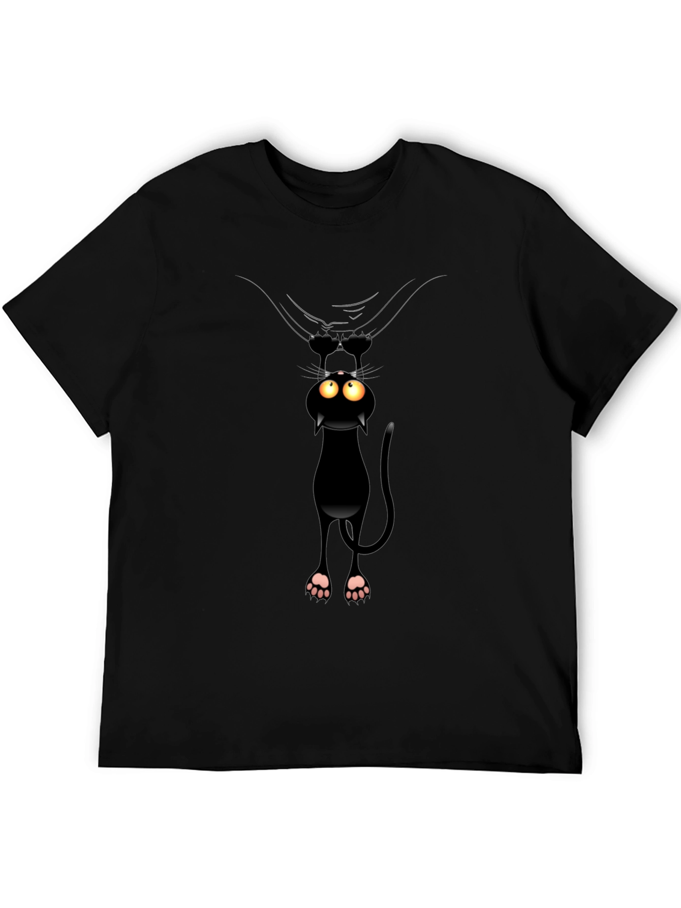 Funny Cat Hanging T-Shirt - Black Cotton Tee - 5