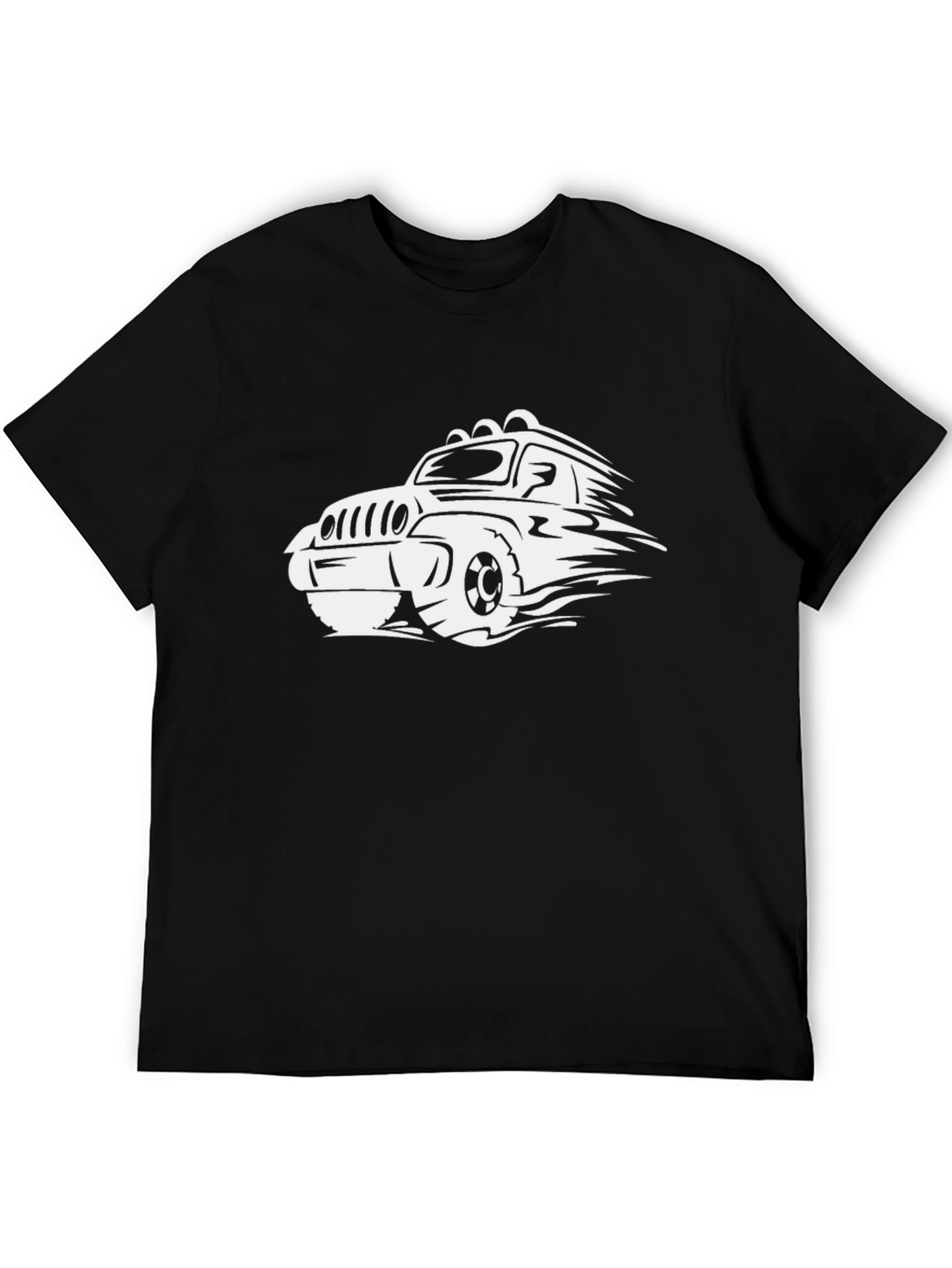 Black Black T-Shirt with White 4x4 Off-Road Vehicle Graphic view 5