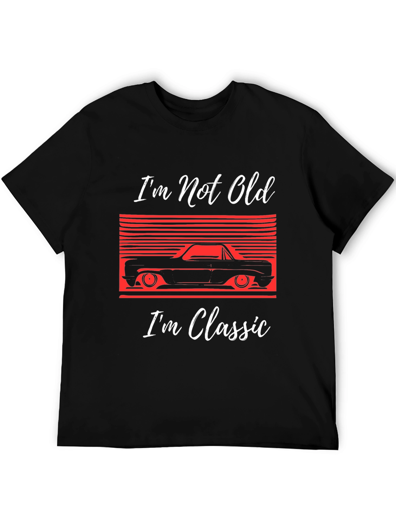 Black Classic Car T-Shirt: I'm Not Old, I'm Classic! view 5