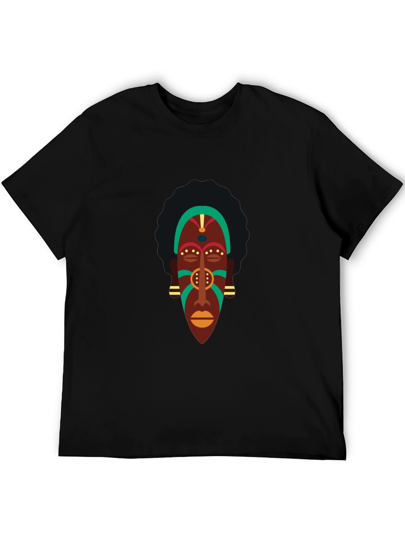 Black Tribal Mask Graphic Tee - Men's Black T-Shirt view 5