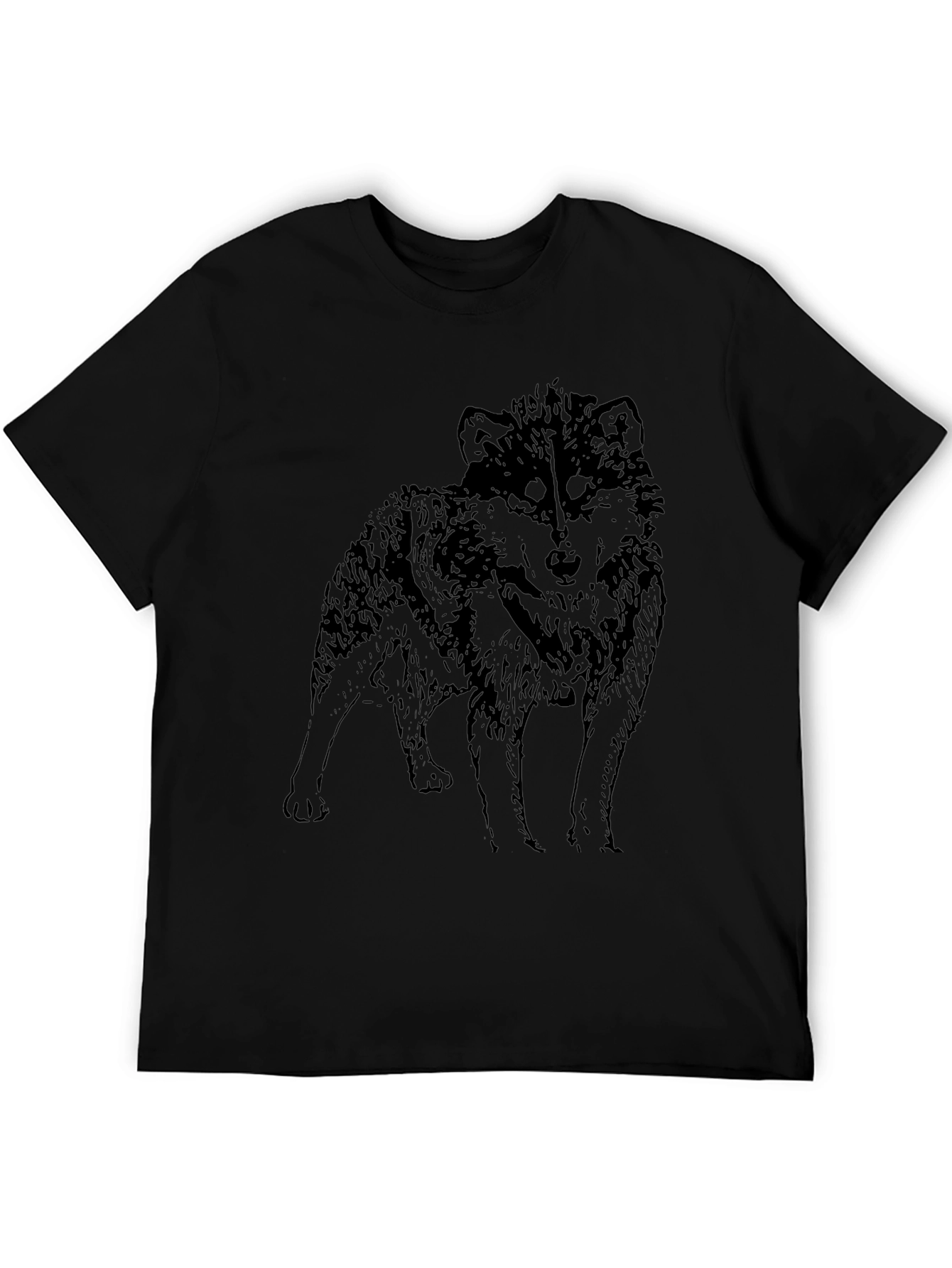Black Wolf Graphic Black T-Shirt - Men's Short Sleeve view 5